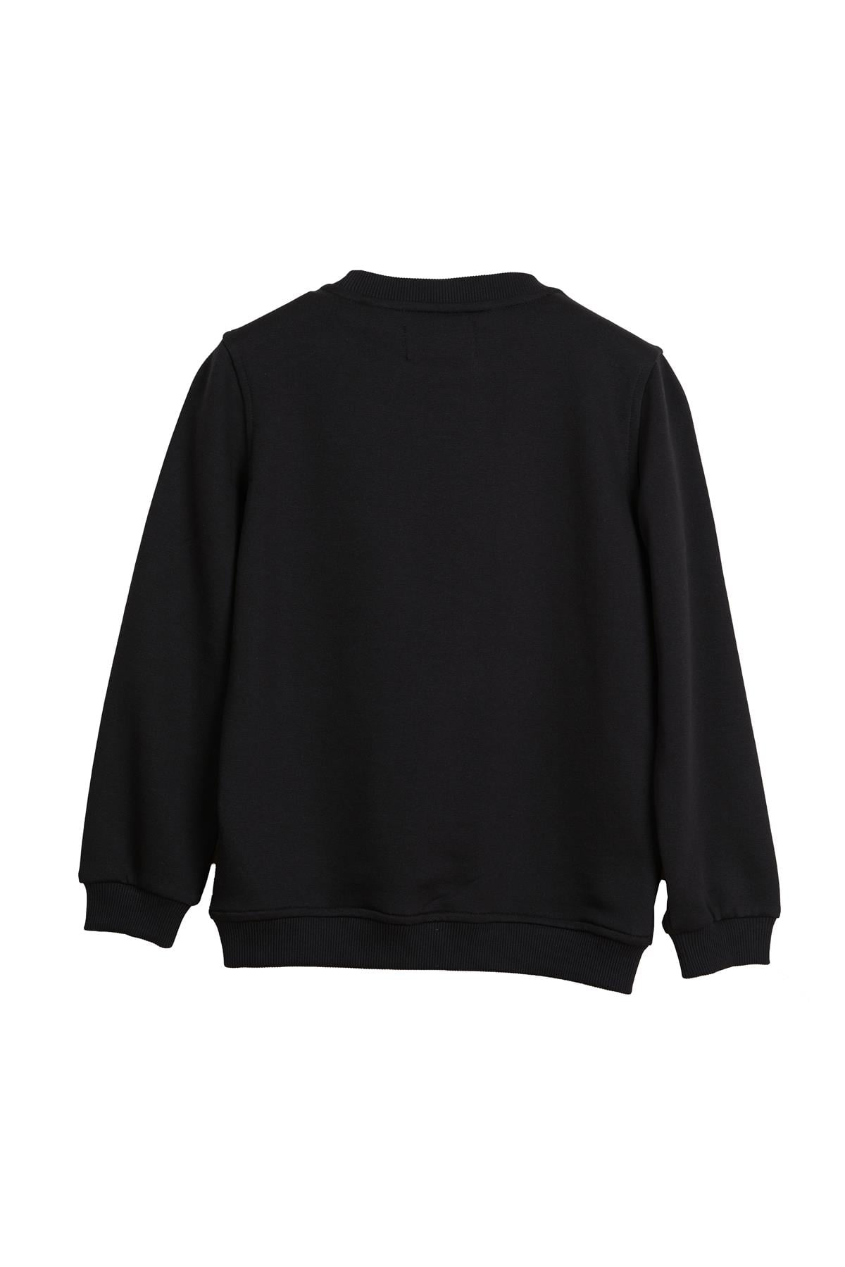 Javed Siyah Çocuk Baskılı Sweatshirt
