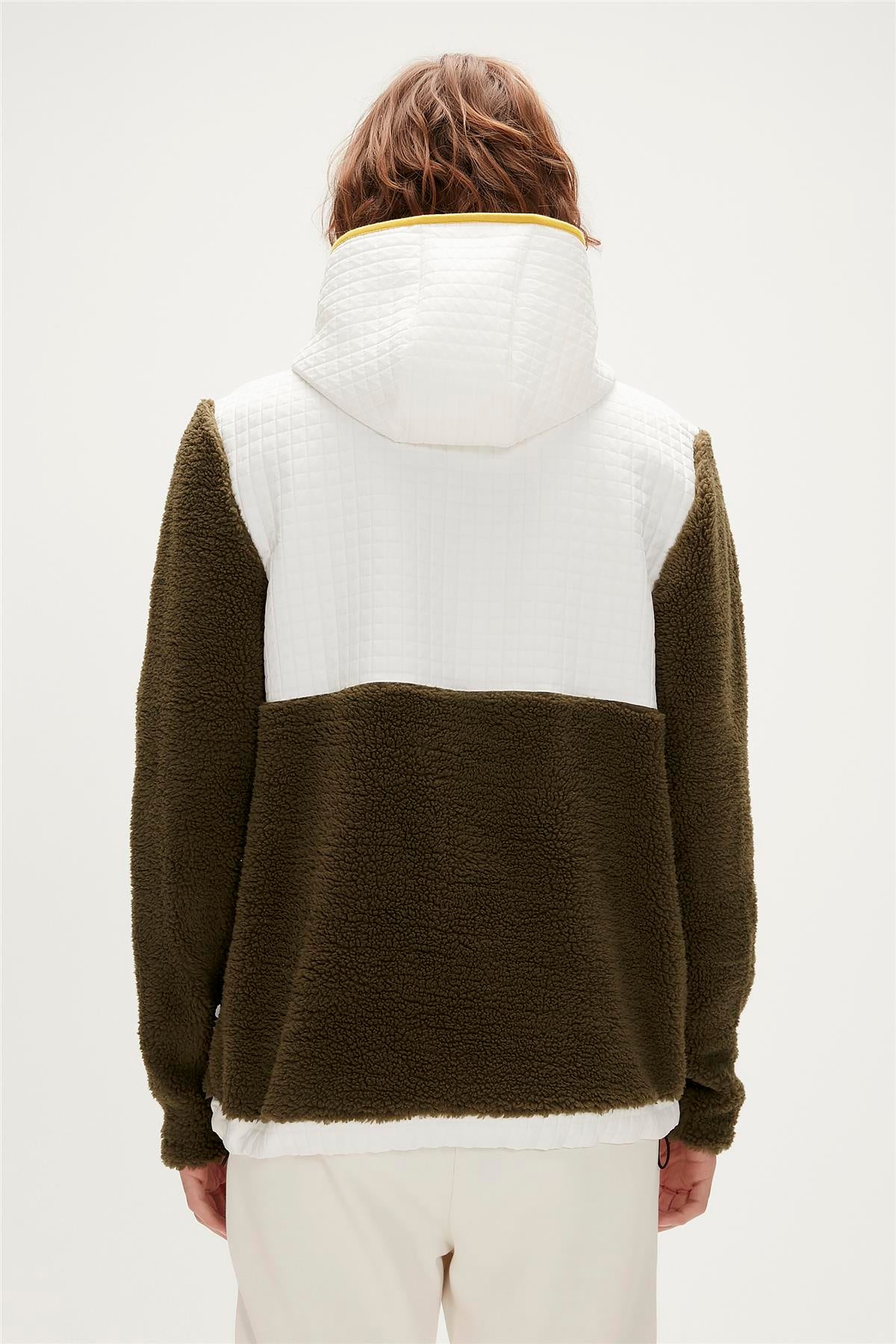 Leonard Plush Half-Zip Haki Peluş  Erkek Kapüşonlu Sweatshirt