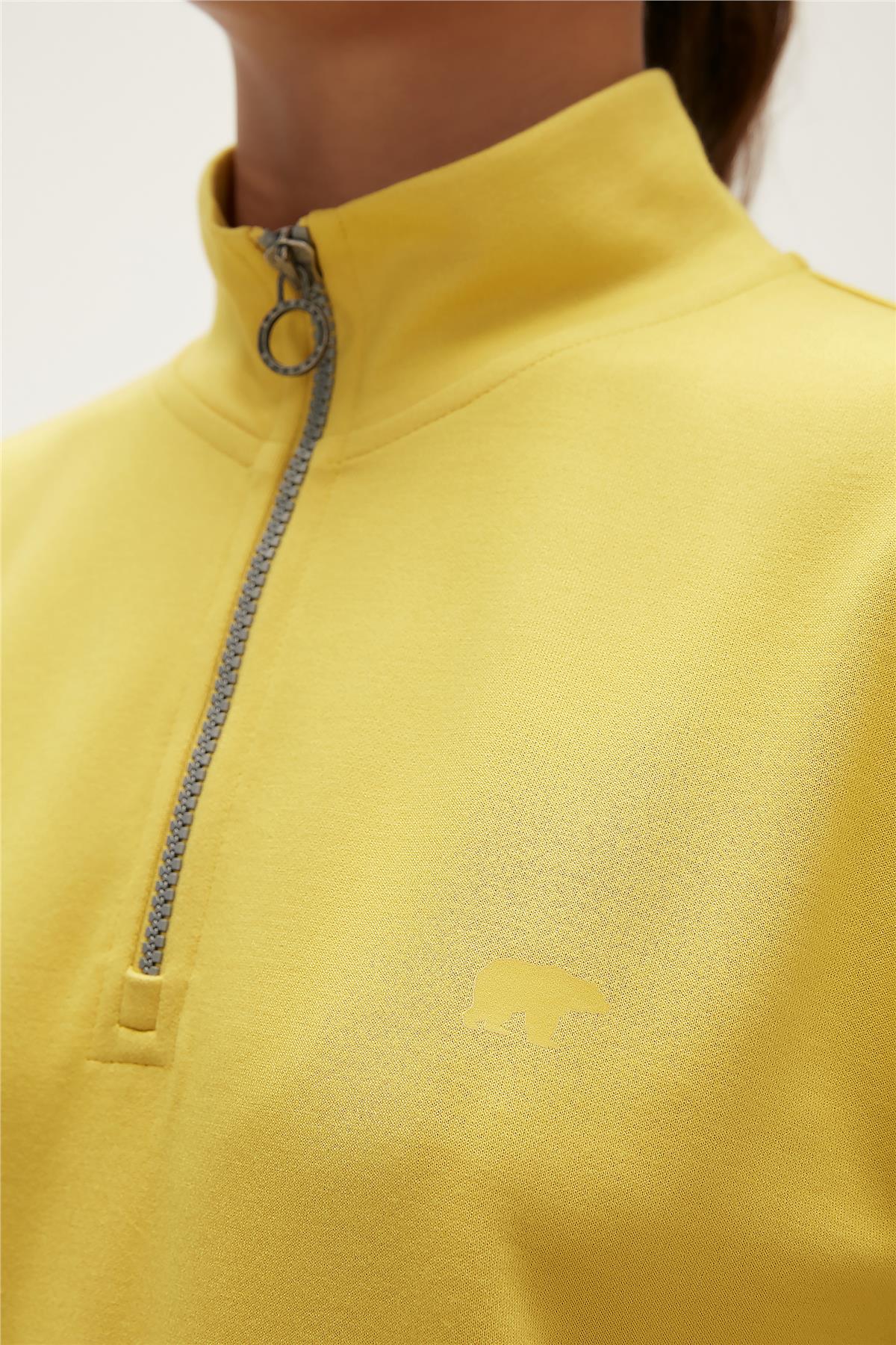 Lexi Half-Zip Cider Sarı Yarım Fermuarlı Kadın Sweatshirt