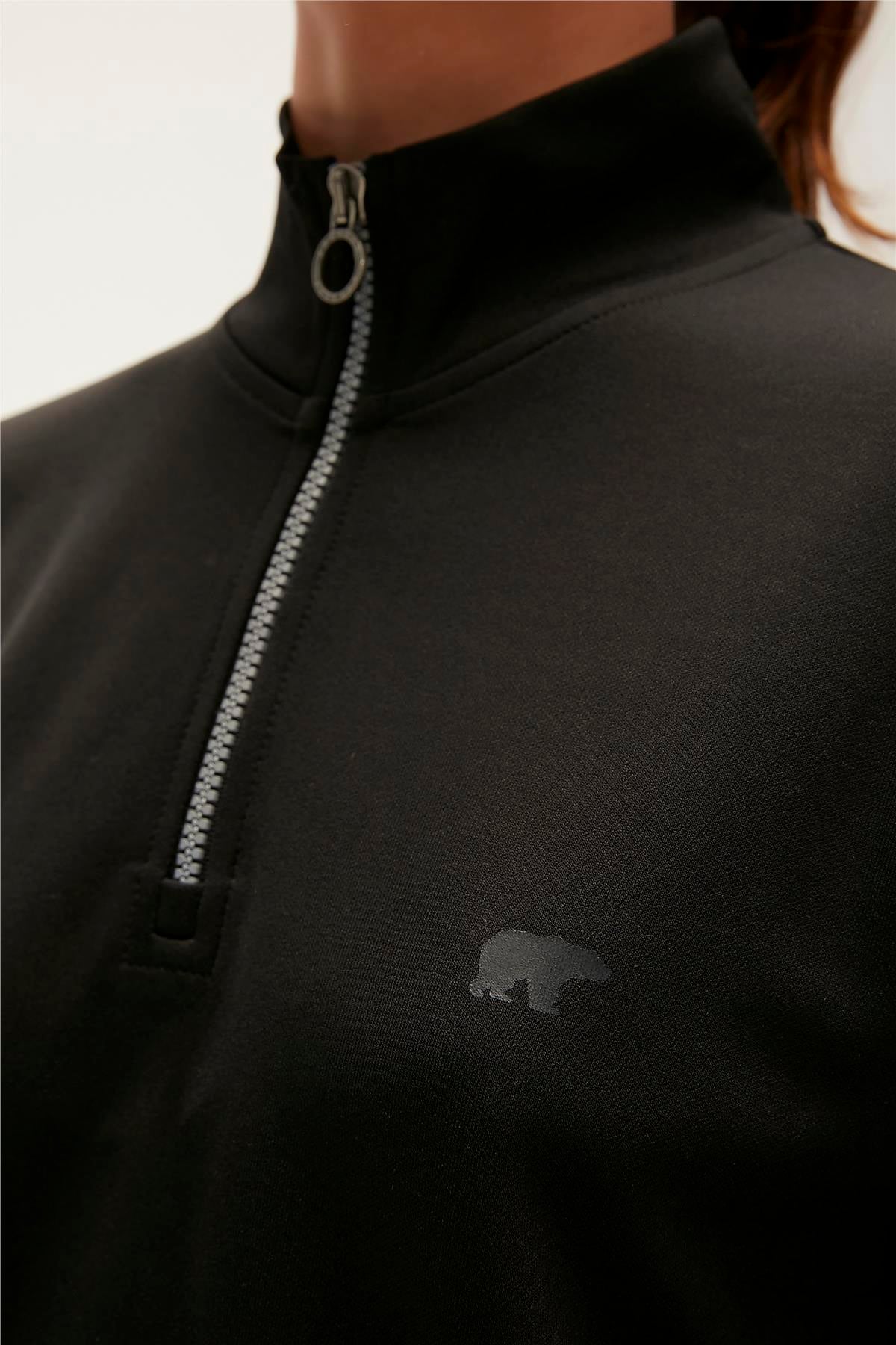 Lexi Half-Zip Siyah Yarım Fermuarlı Kadın Sweatshirt