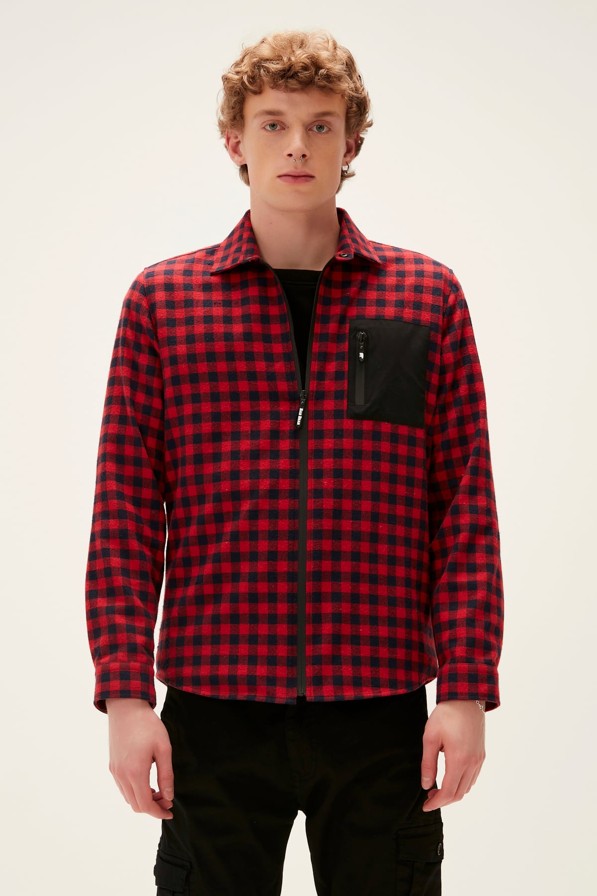 Liam Crimson Red Mens Zipper Shirt
