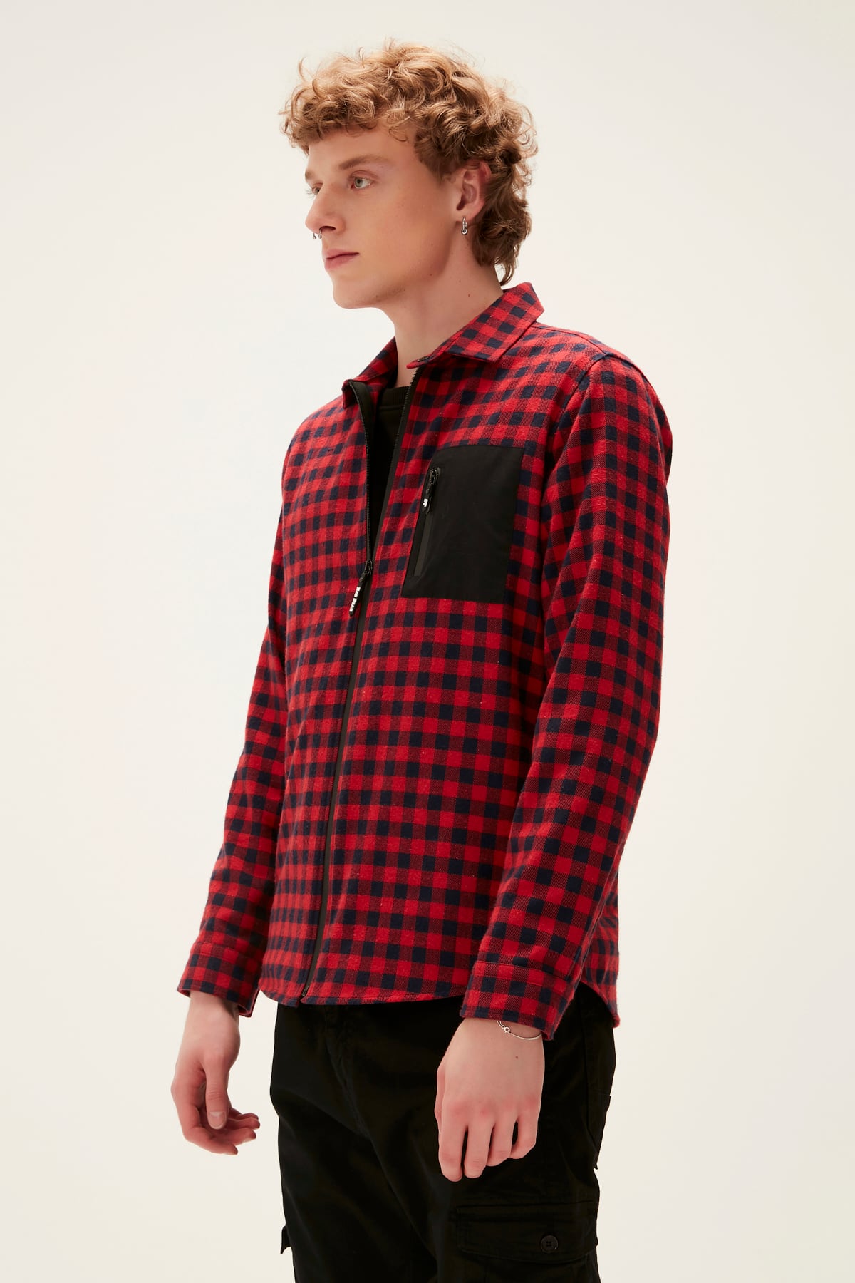 Liam Crimson Red Mens Zipper Shirt
