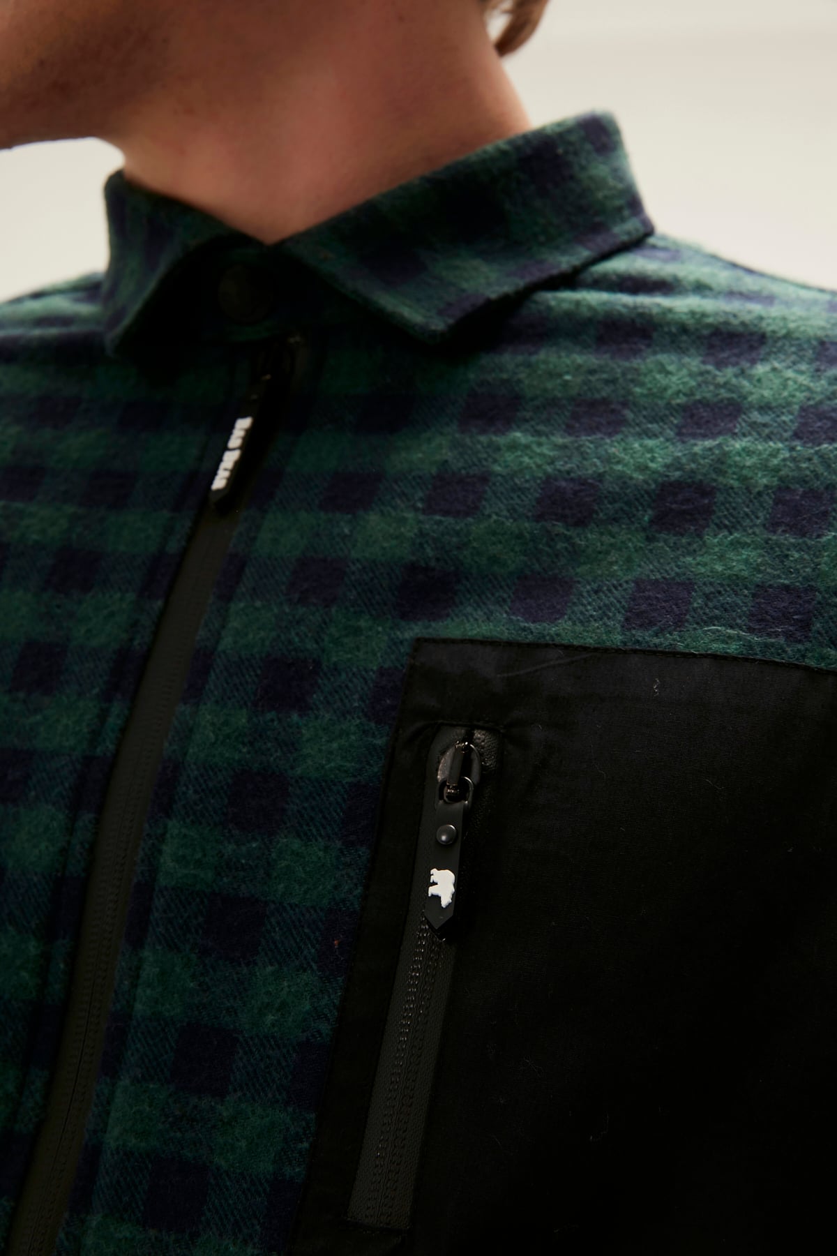 Liam Shirt Forest Yeşil Kareli Fermuarlı Erkek Gömlek