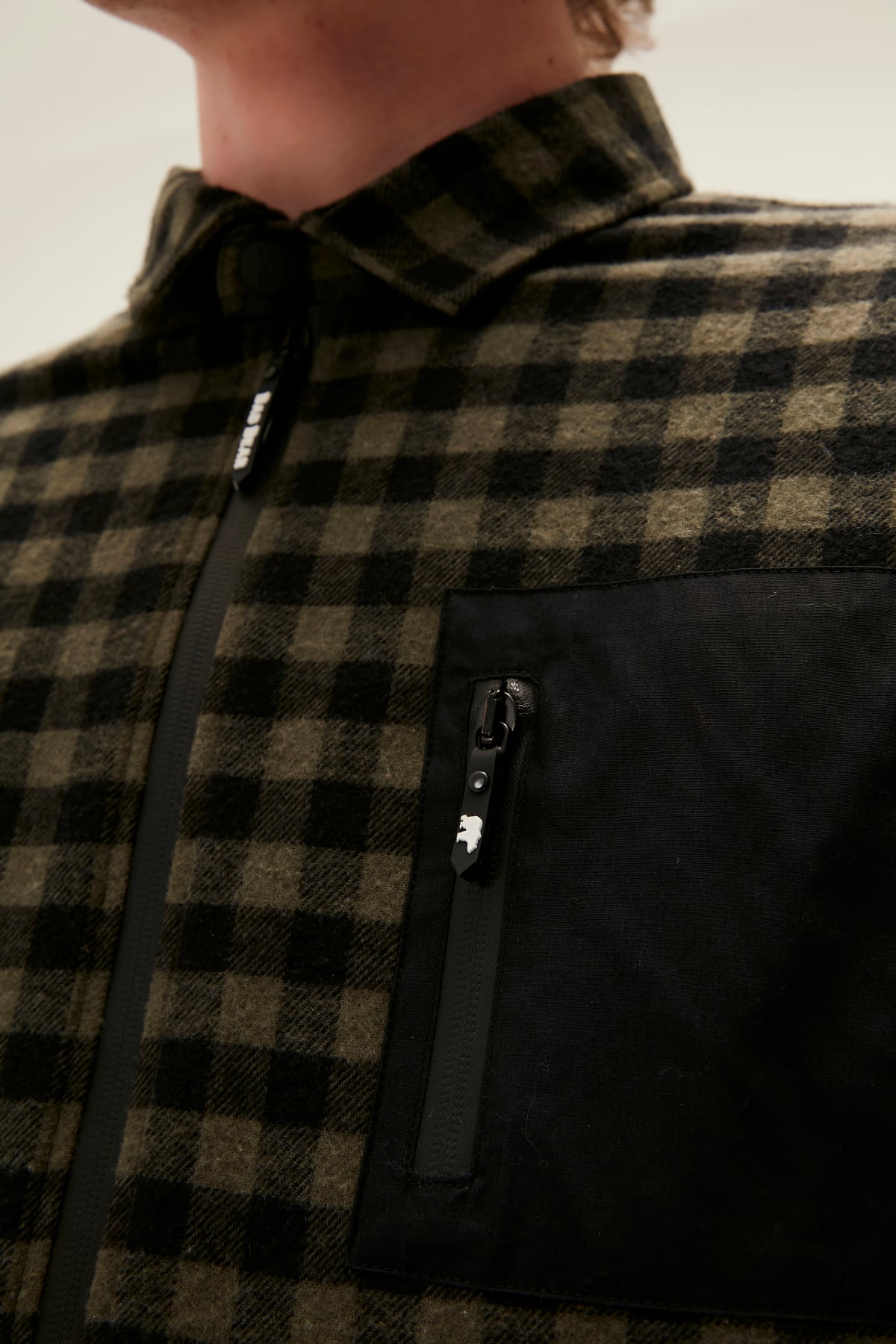 Liam Khaki Mens Zipper Shirt