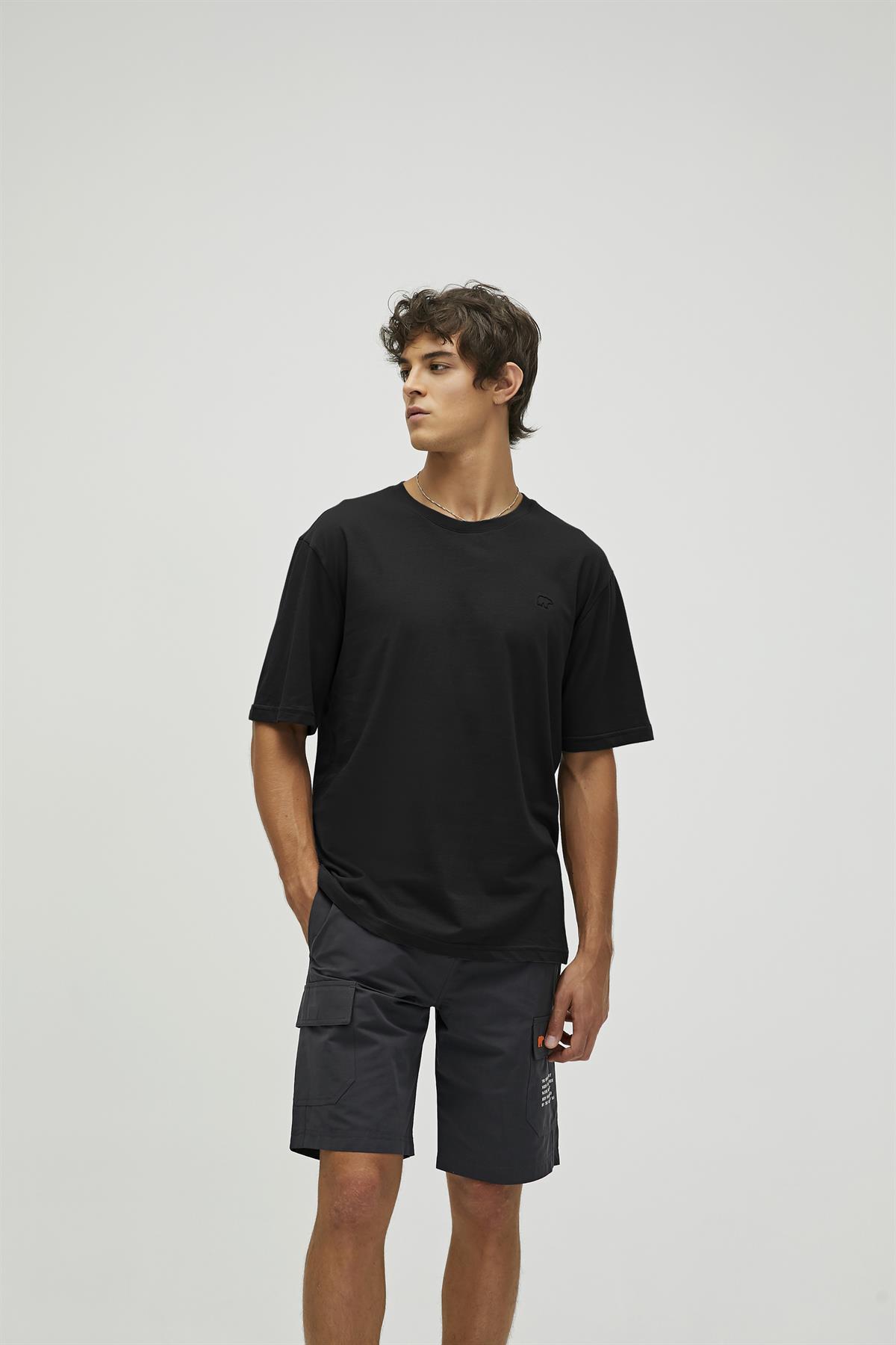 Liber Oversize Black Basic Mens T-Shirt