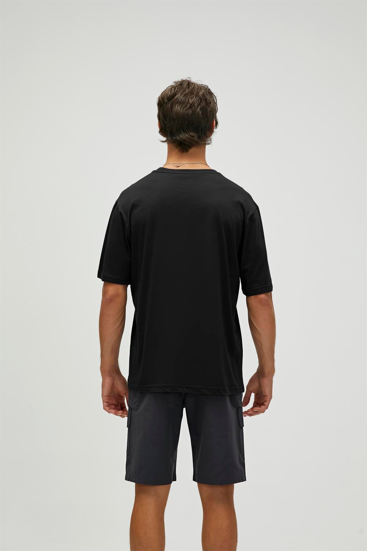 Liber Oversize Black Basic Mens T-Shirt