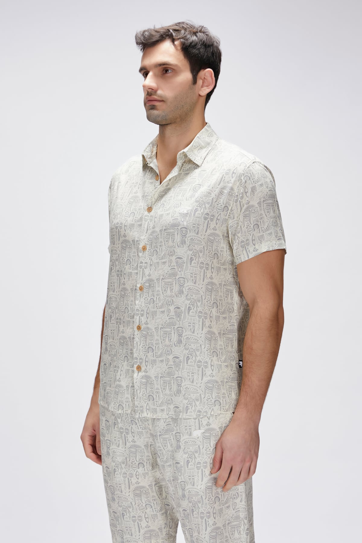 Merle Marshmallow Kısa Kollu Printed Mens Shirt