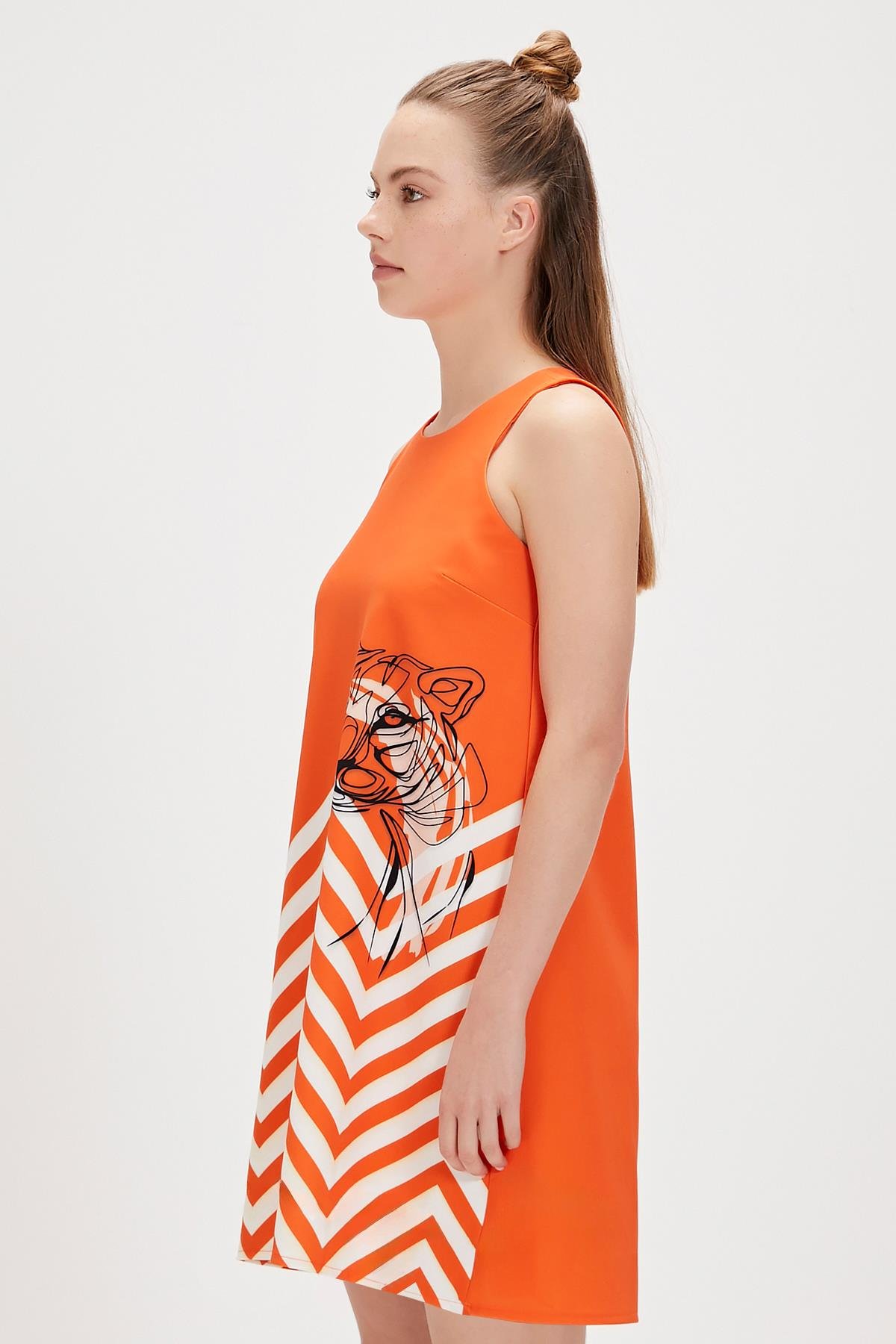 Misty Turuncu Kadın Baskılı Elbise