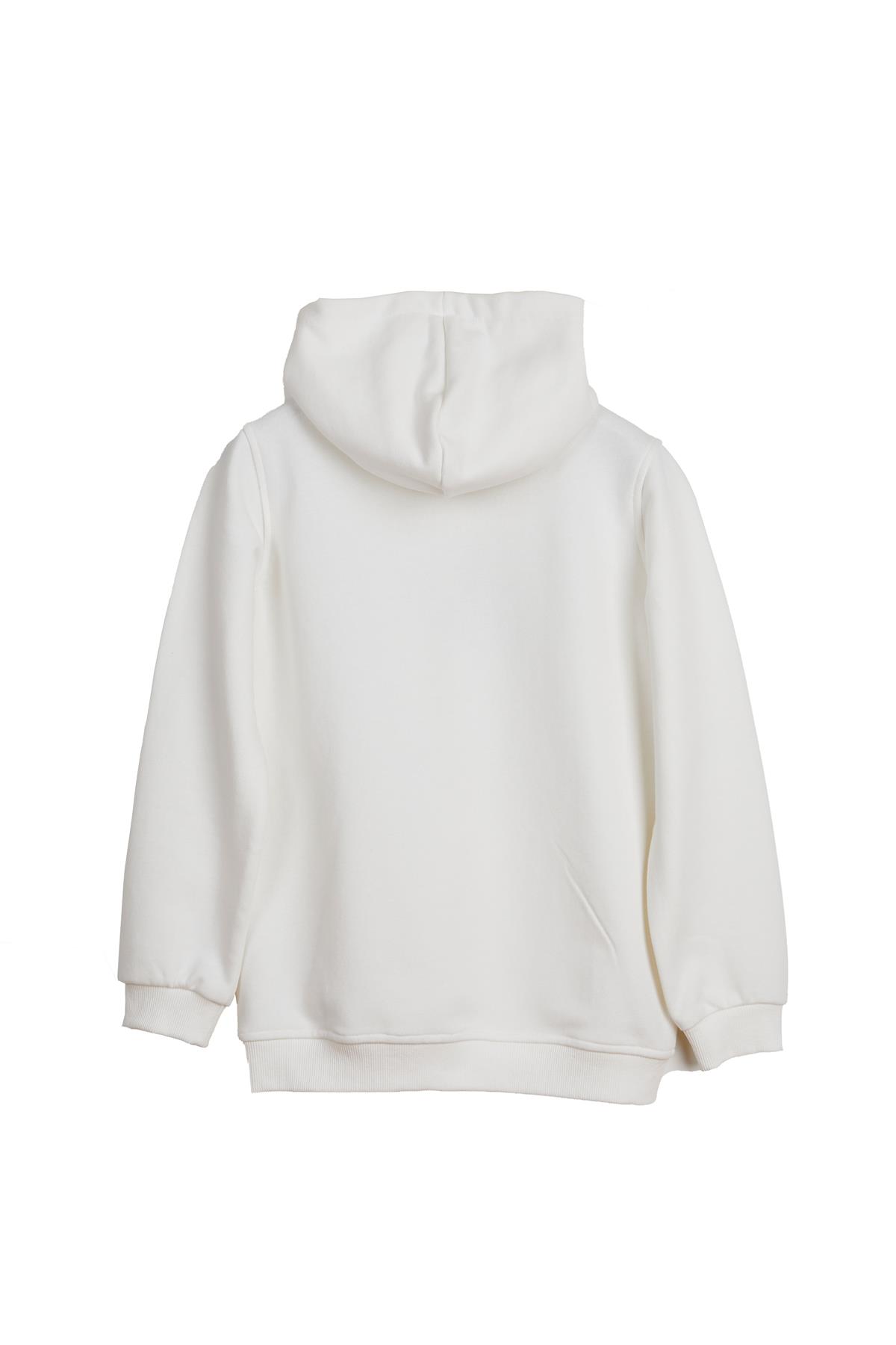Mono Beyaz Çocuk Kapüşonlu Sweatshirt