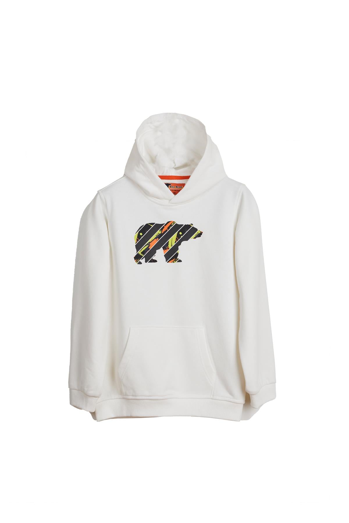 Mono Beyaz Çocuk Kapüşonlu Sweatshirt