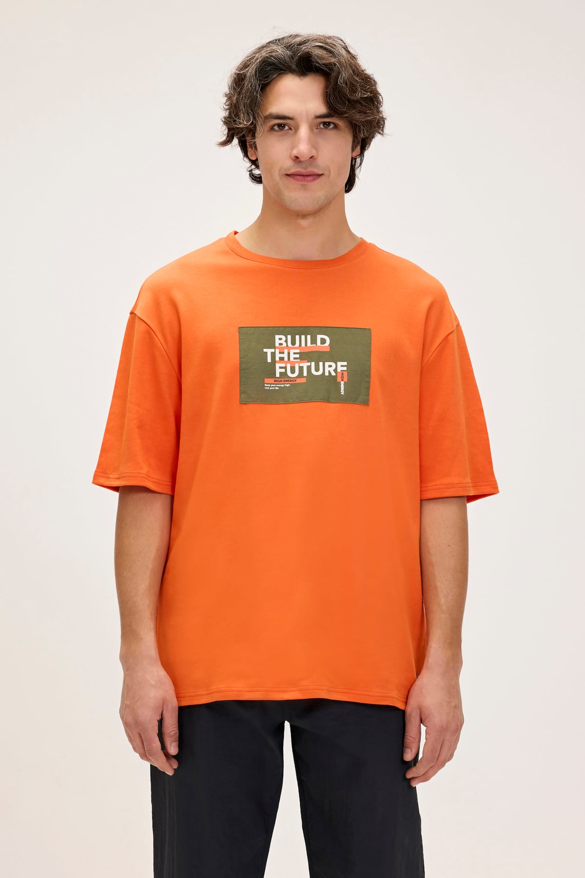 Moreno Orange Mens Printed T-Shirt
