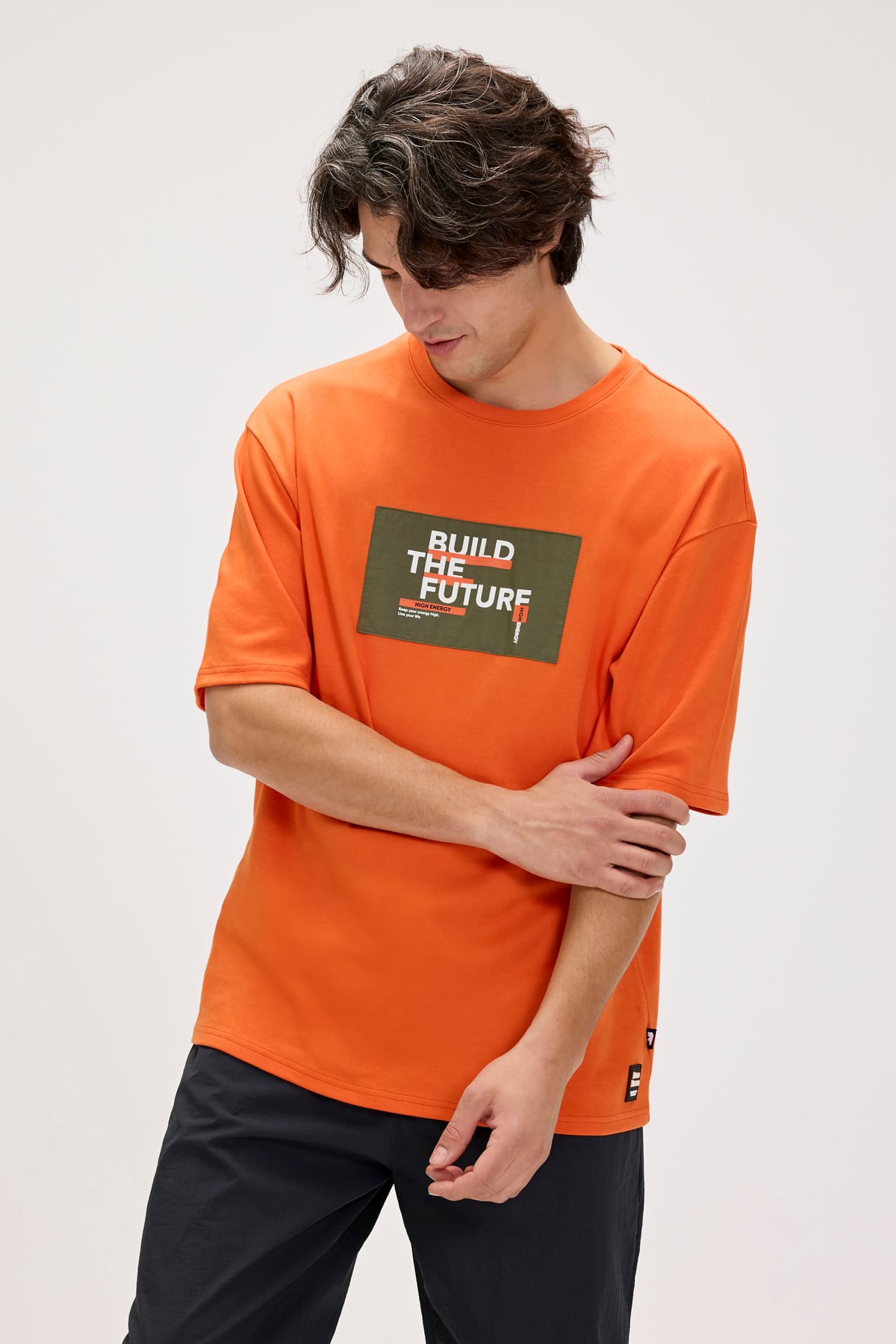 Moreno Orange Mens Printed T-Shirt