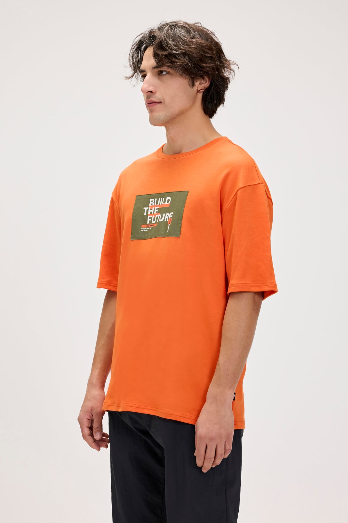 Moreno Orange Mens Printed T-Shirt