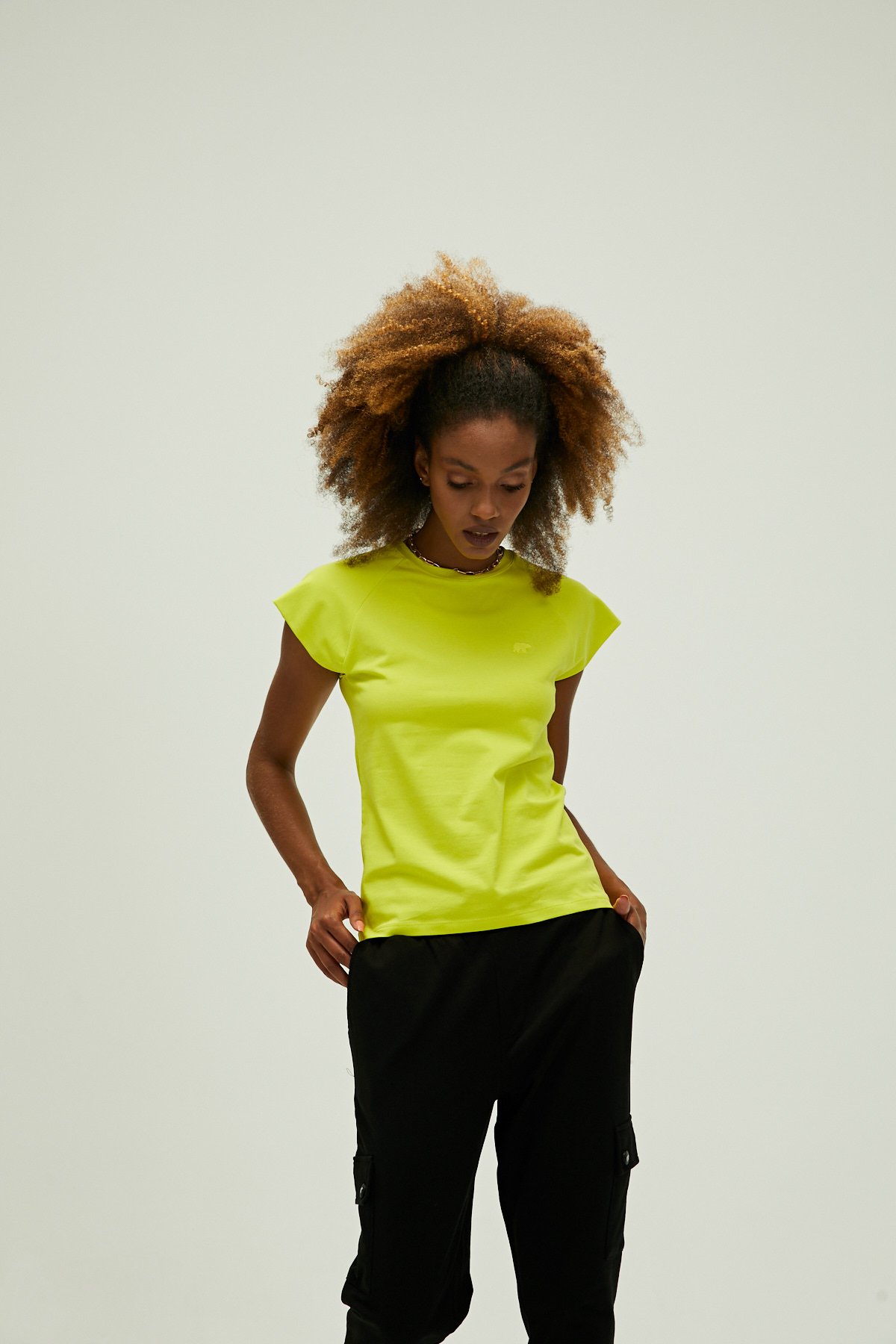 Mudra T-Shirt Sülfür Yeşil Basic Kadın Tişört