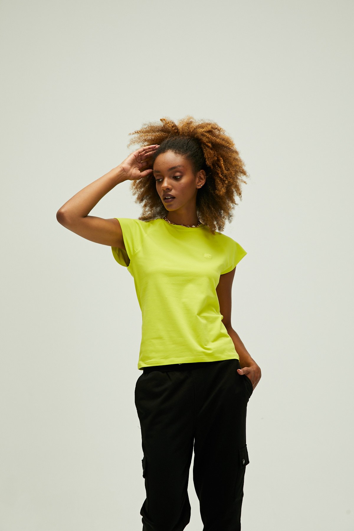 Mudra T-Shirt Sülfür Yeşil Basic Kadın Tişört