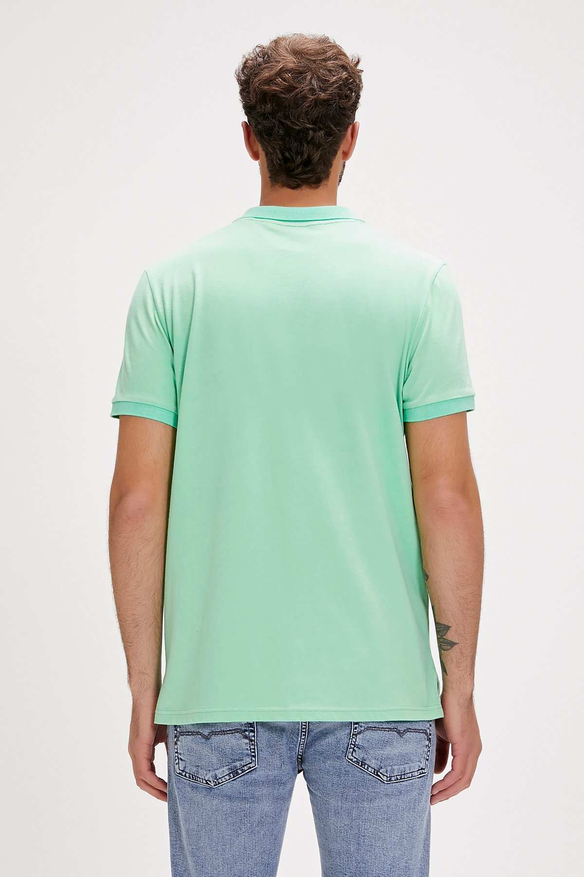 Pure Polo Yaka Su Yeşil Erkek Tişört