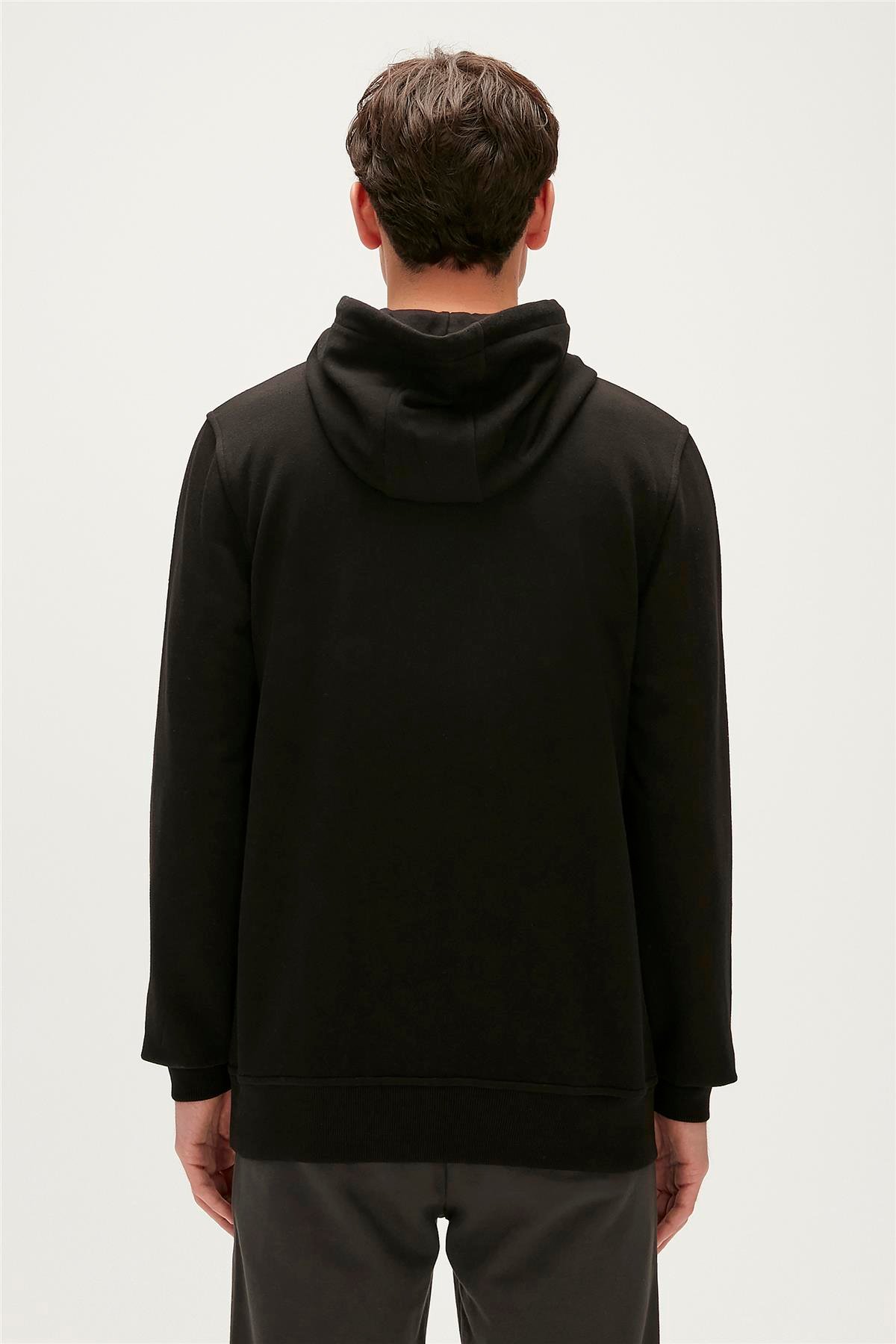 Re-Born Recycle Hoodie Siyah Kapüşonlu Erkek Sweatshirt