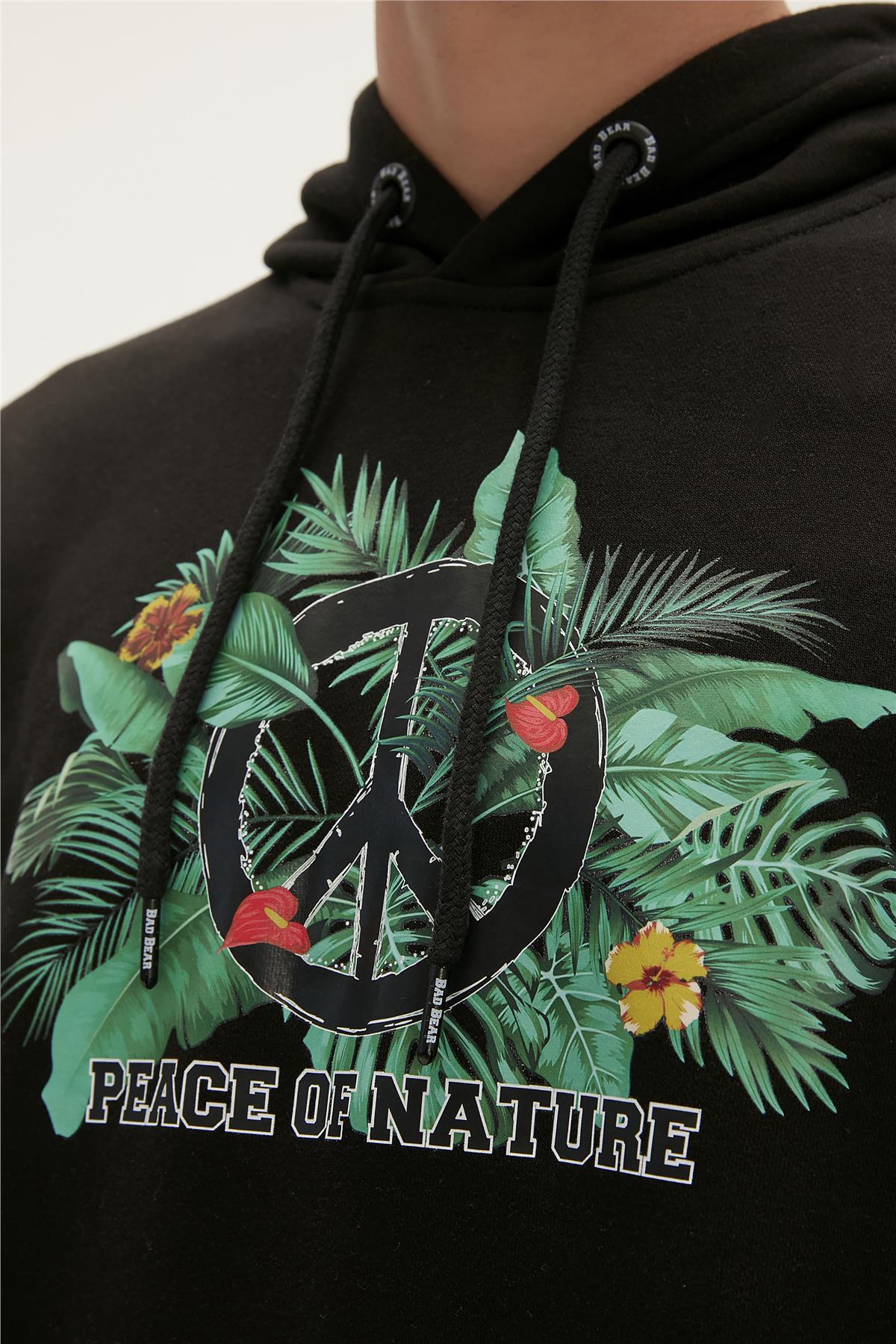 Re-Born Recycle Hoodie Siyah Kapüşonlu Erkek Sweatshirt