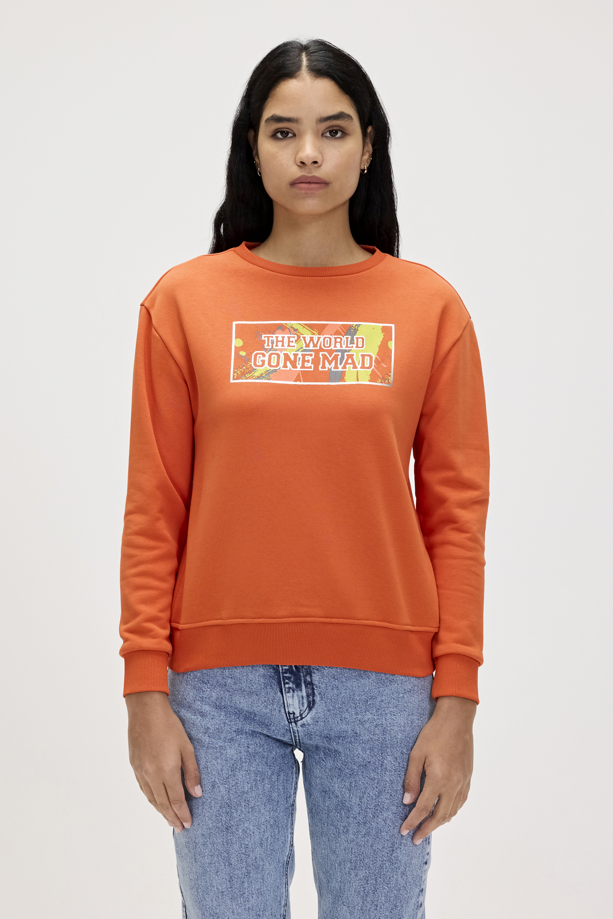 Re-Carina Orange Womens Sweatshirt