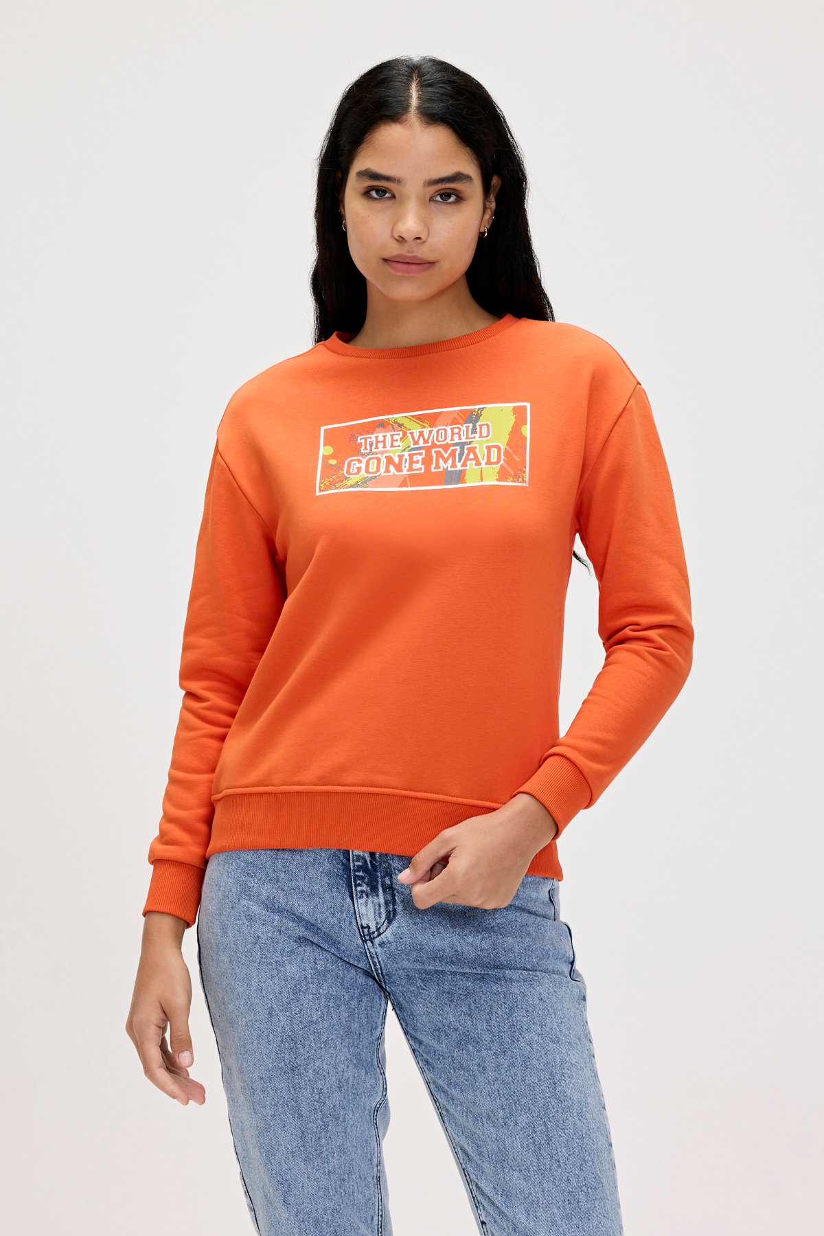 Re-Carina Orange Womens Sweatshirt
