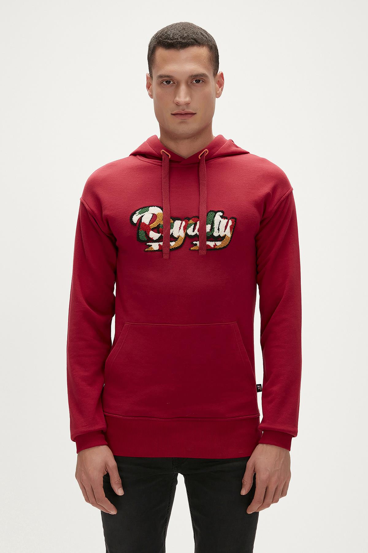 Royalty Hoodie Maroon Bordo Kapüşonlu Erkek Sweatshirt
