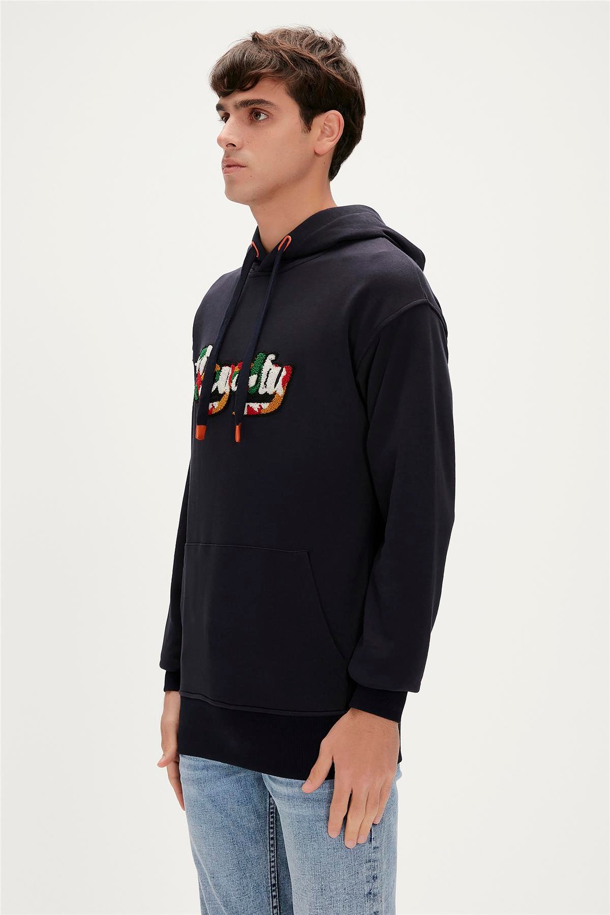 Royalty Hoodie Lacivert Kapüşonlu Erkek Sweatshirt
