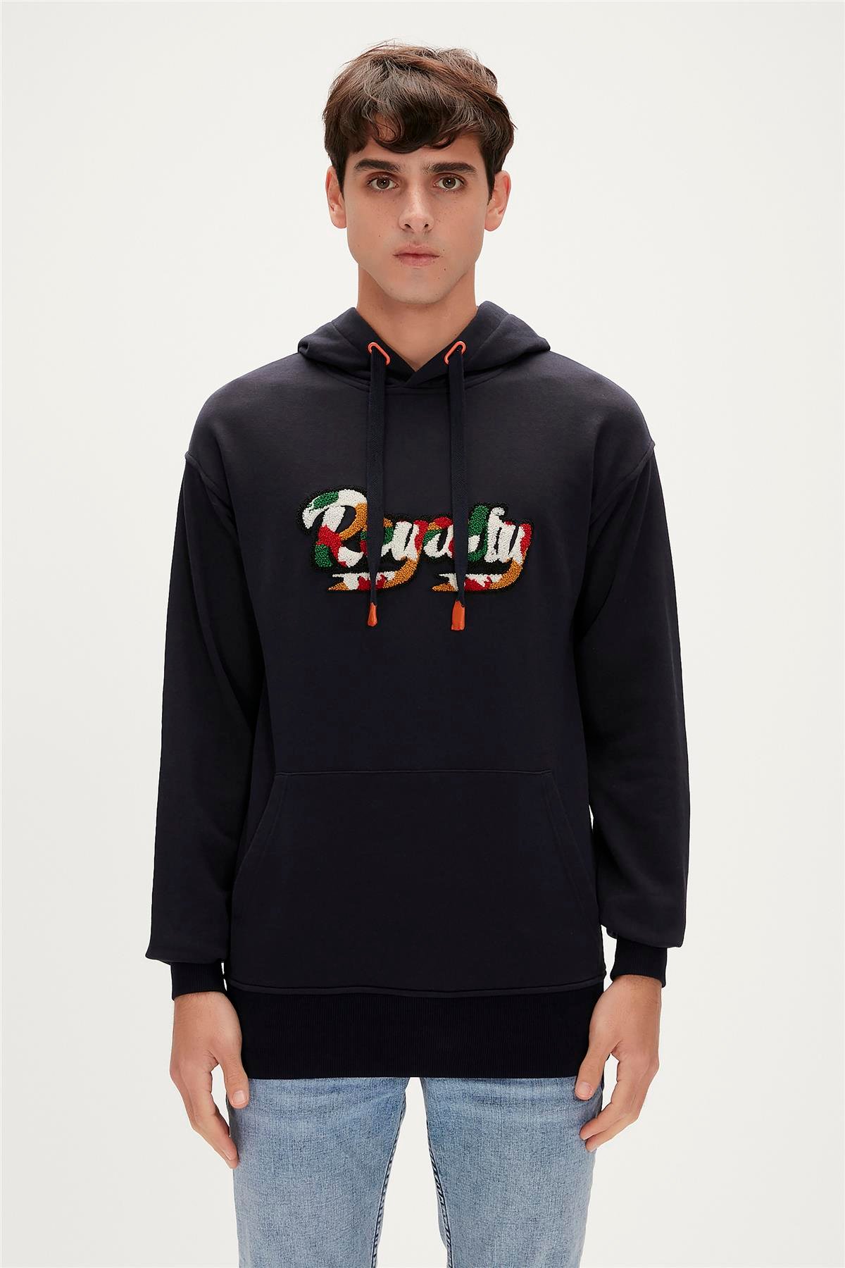 Royalty Hoodie Lacivert Kapüşonlu Erkek Sweatshirt