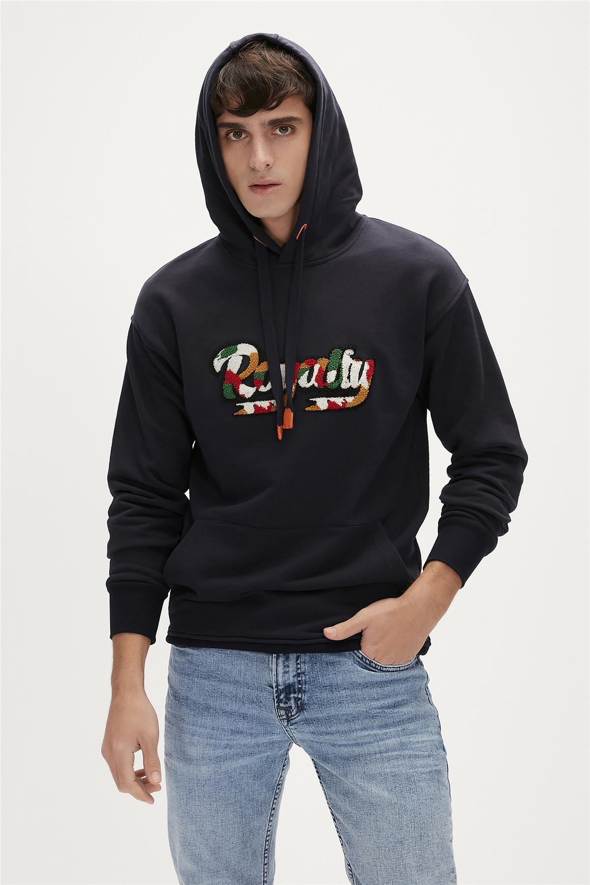 Royalty Hoodie Lacivert Kapüşonlu Erkek Sweatshirt
