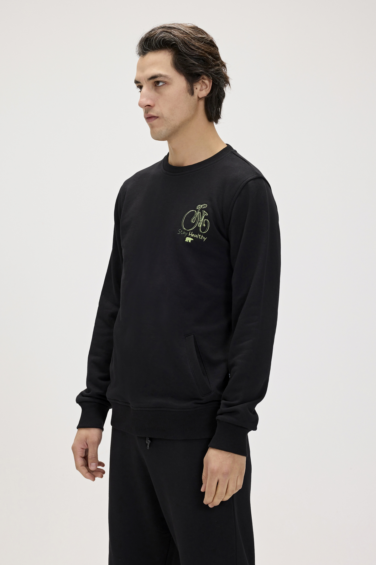 Runway Siyah Erkek Baskılı Sweatshirt