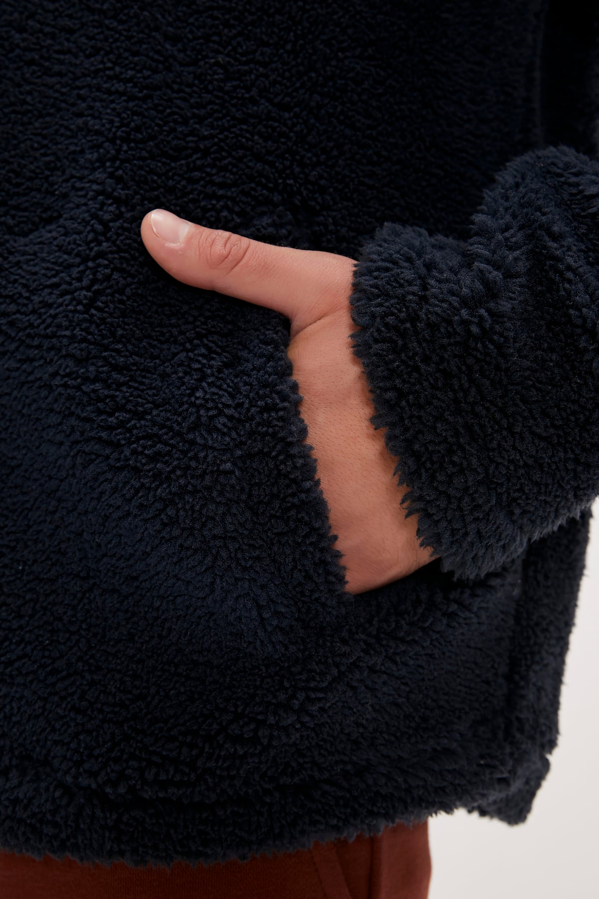 Ryan Navy Mens Full-Zip Plush Jacket