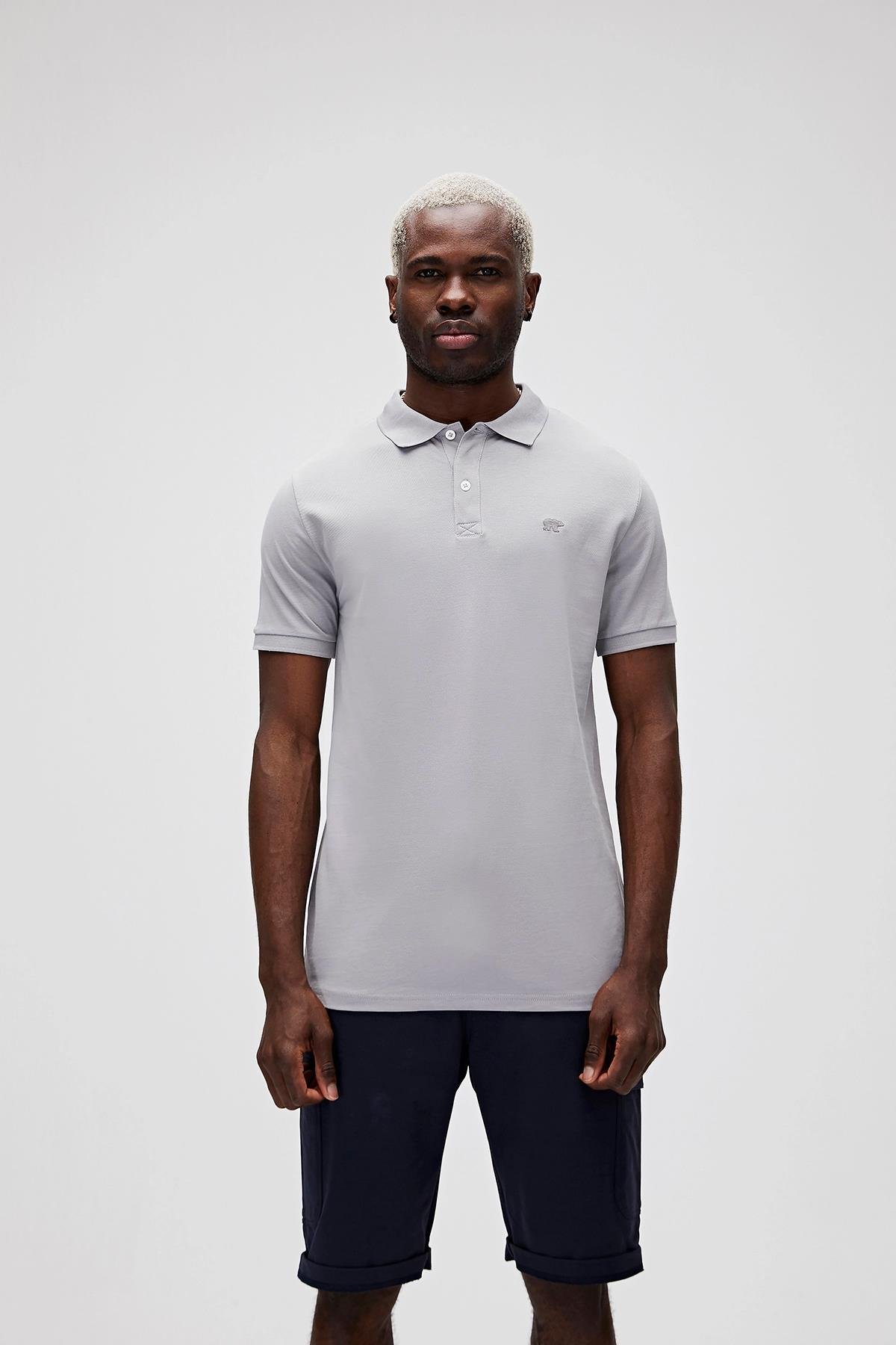 Stark Duman Gri Polo Yaka Erkek T-Shirt