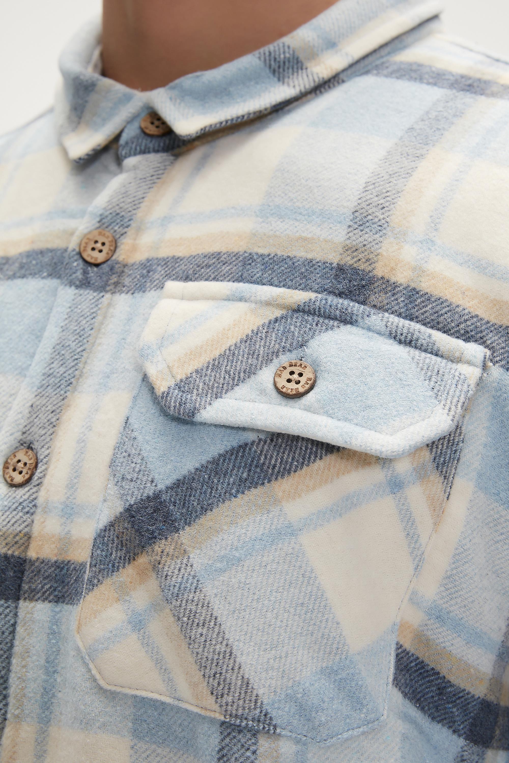 Thomas Blue Mens Flannel Overshirt