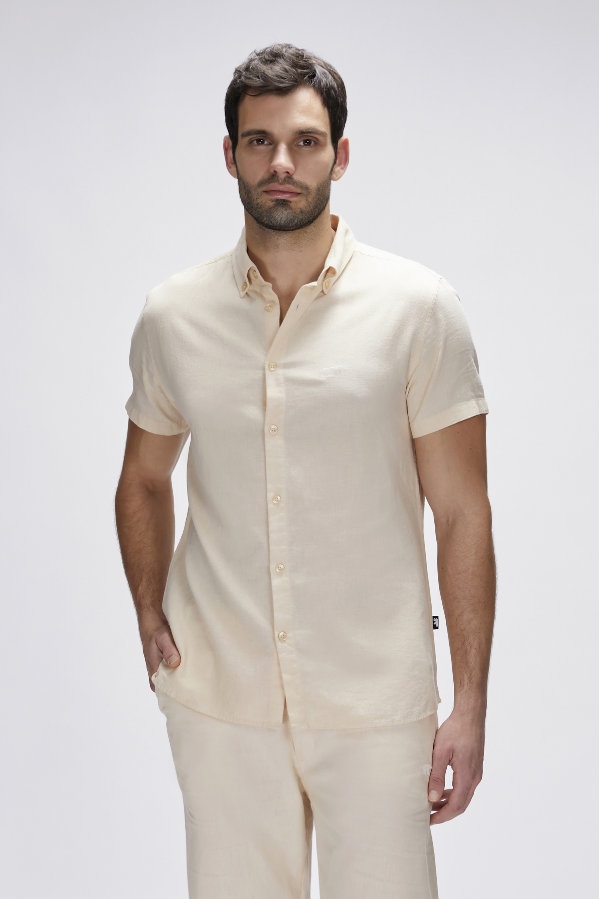 Tindra Bej Kısa Kollu Mens Shirt