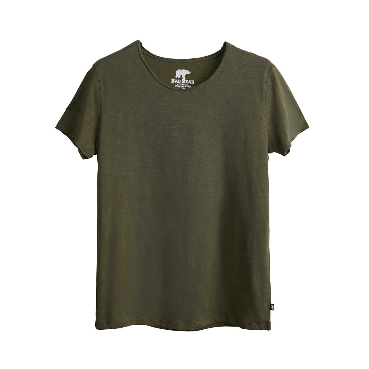 Bad Bear V-Neck T-Shirt Haki Yeşil Basic Erkek Tişört