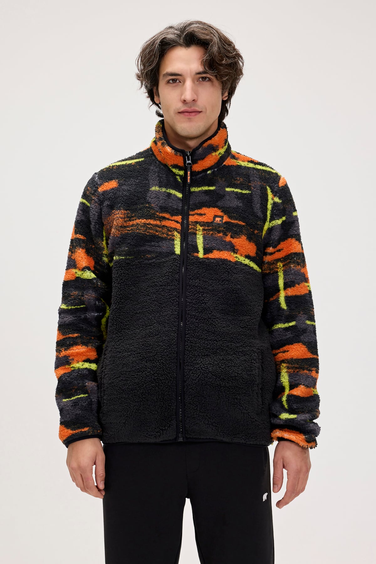 Vernon Siyah Erkek Full-Zip Polar Sweatshirt