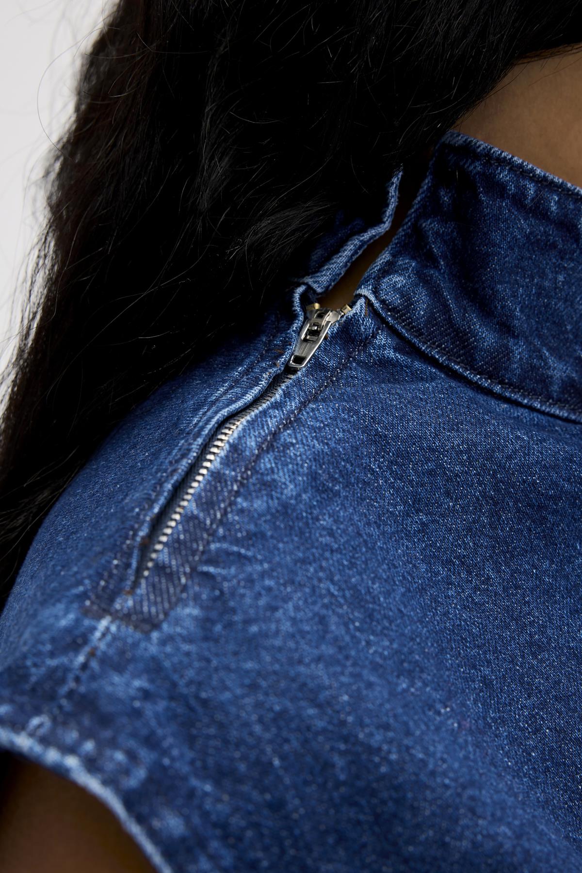 Veronica İndigo Mavi Kadın Denim Crop