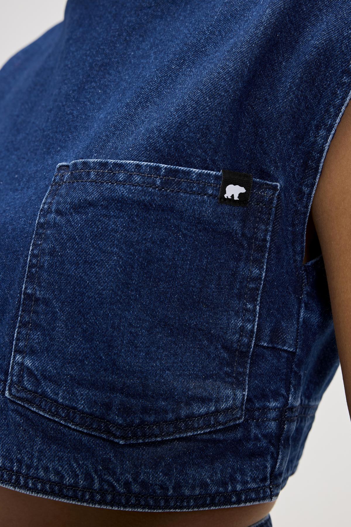 Veronica İndigo Mavi Kadın Denim Crop