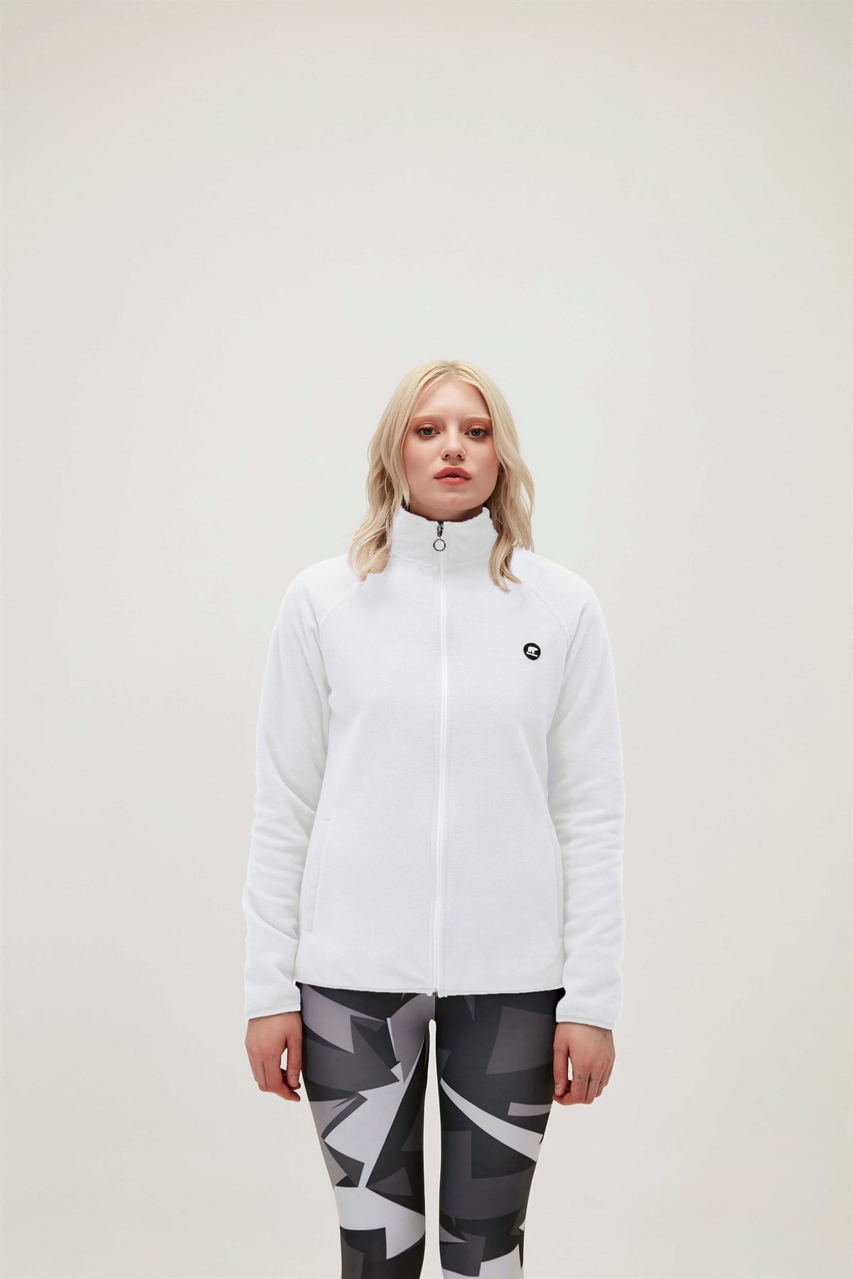 Wilma Full-Zip Off-White Beyaz Fermuarlı Kadın Polar Sweatshirt