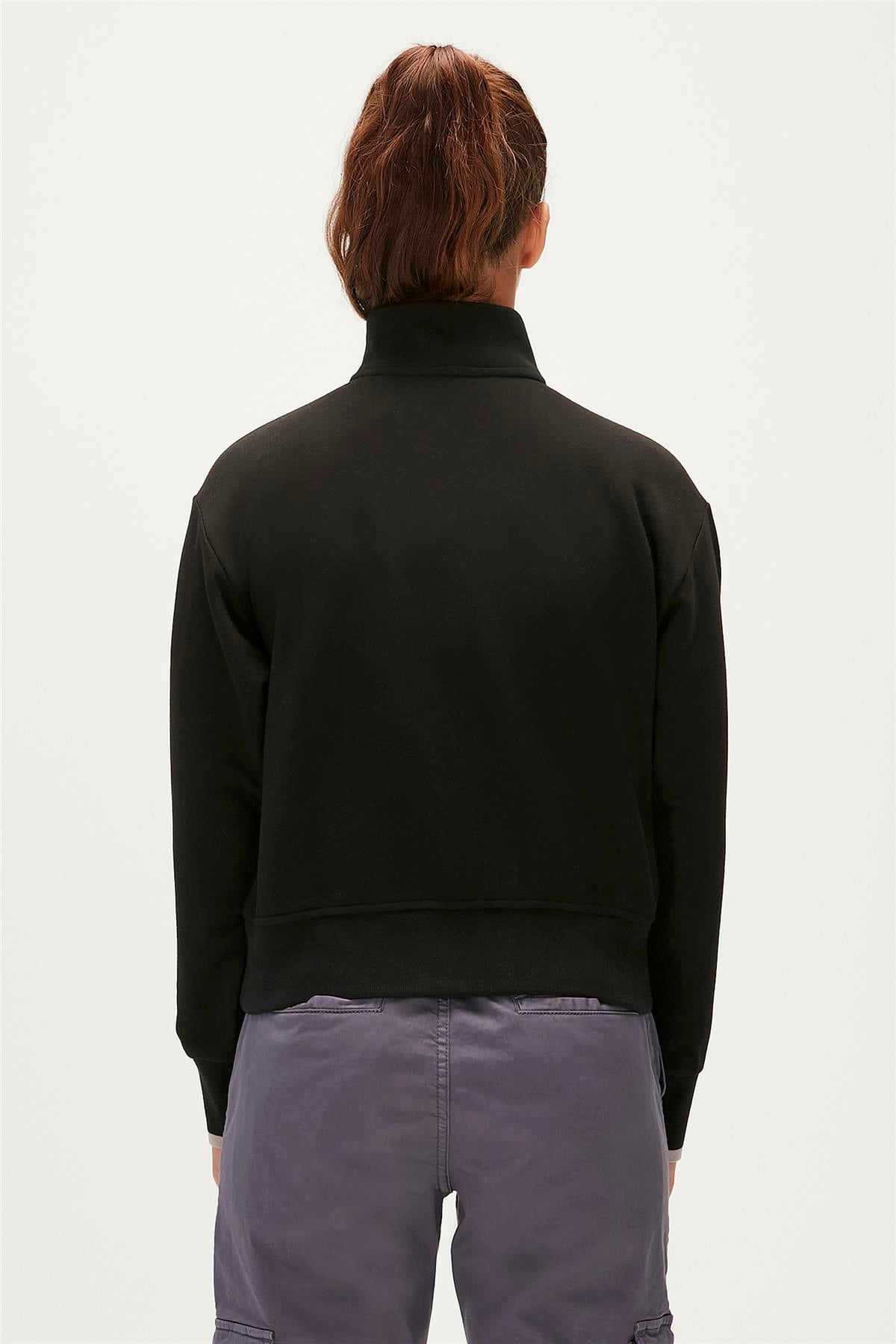 Zoe Half-Zip Siyah Yarım Fermuarlı Kadın Sweatshirt