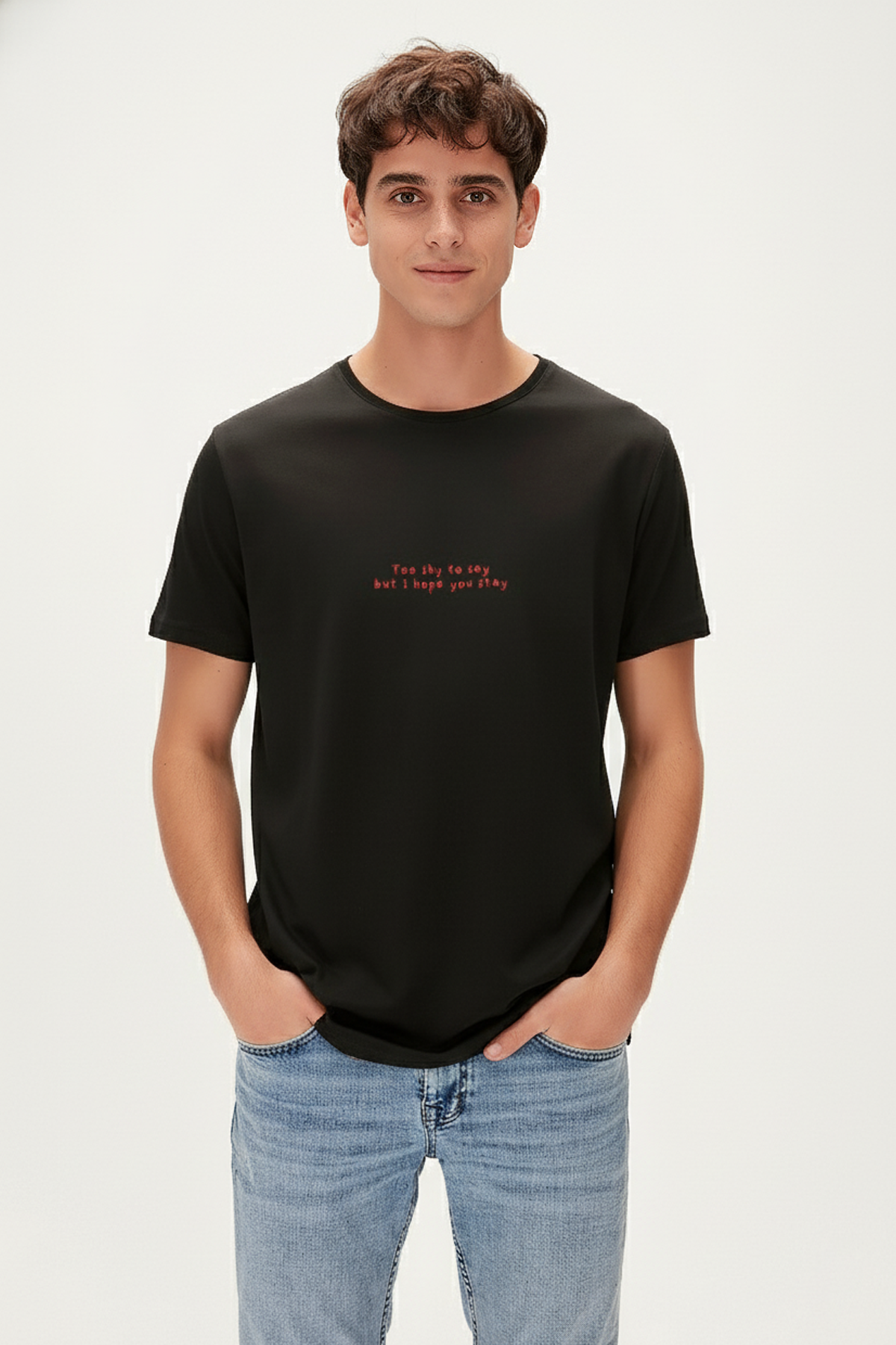 TOO SHY T-SHIRT PRINTED T-SHIRT SİYAH  MAN T-SHIRT TOO SHY T-SHIRTTOO SHY T-SHIRT