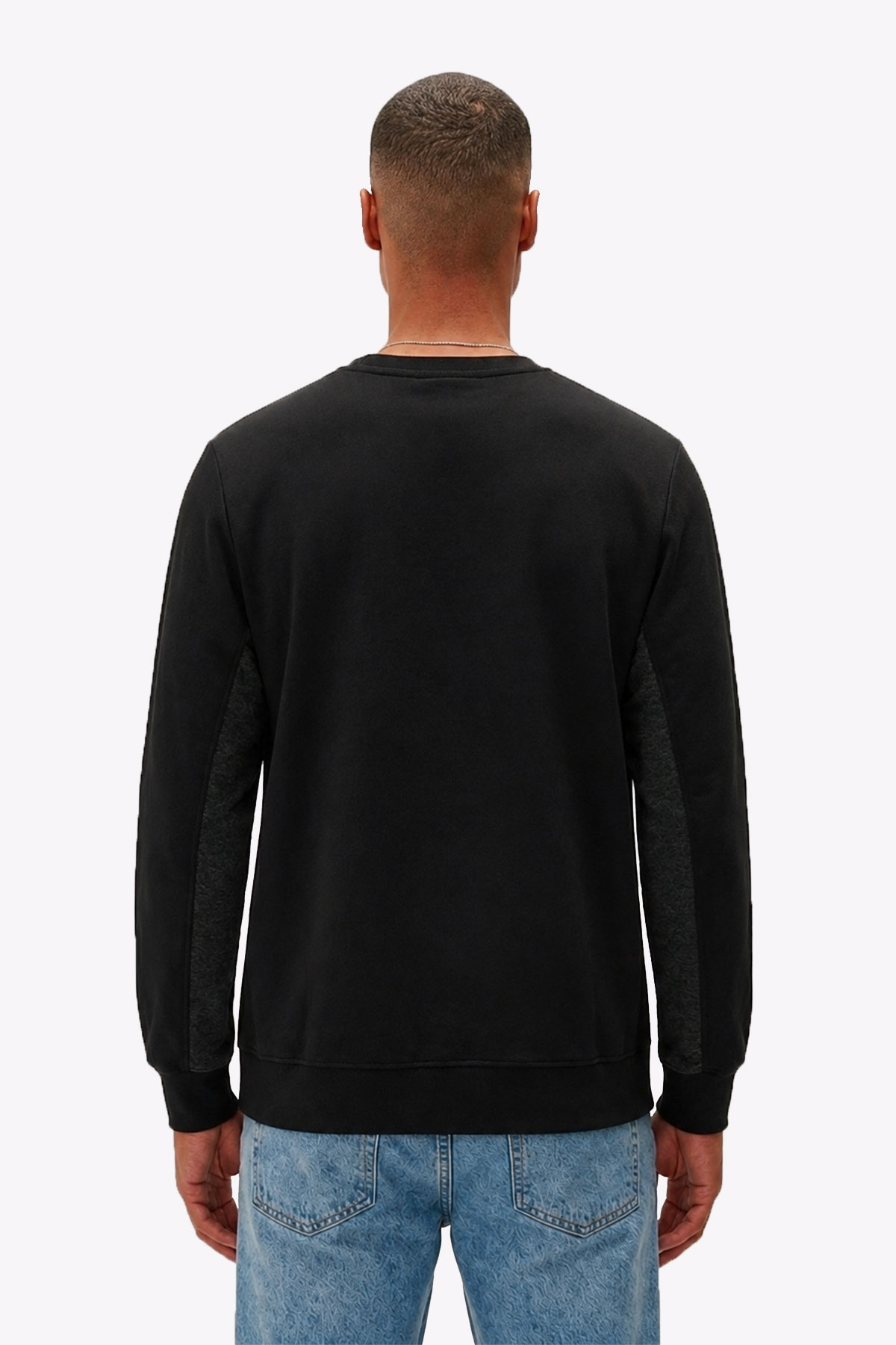 Tune Siyah Ters Şerit Detay Erkek Sweatshirt