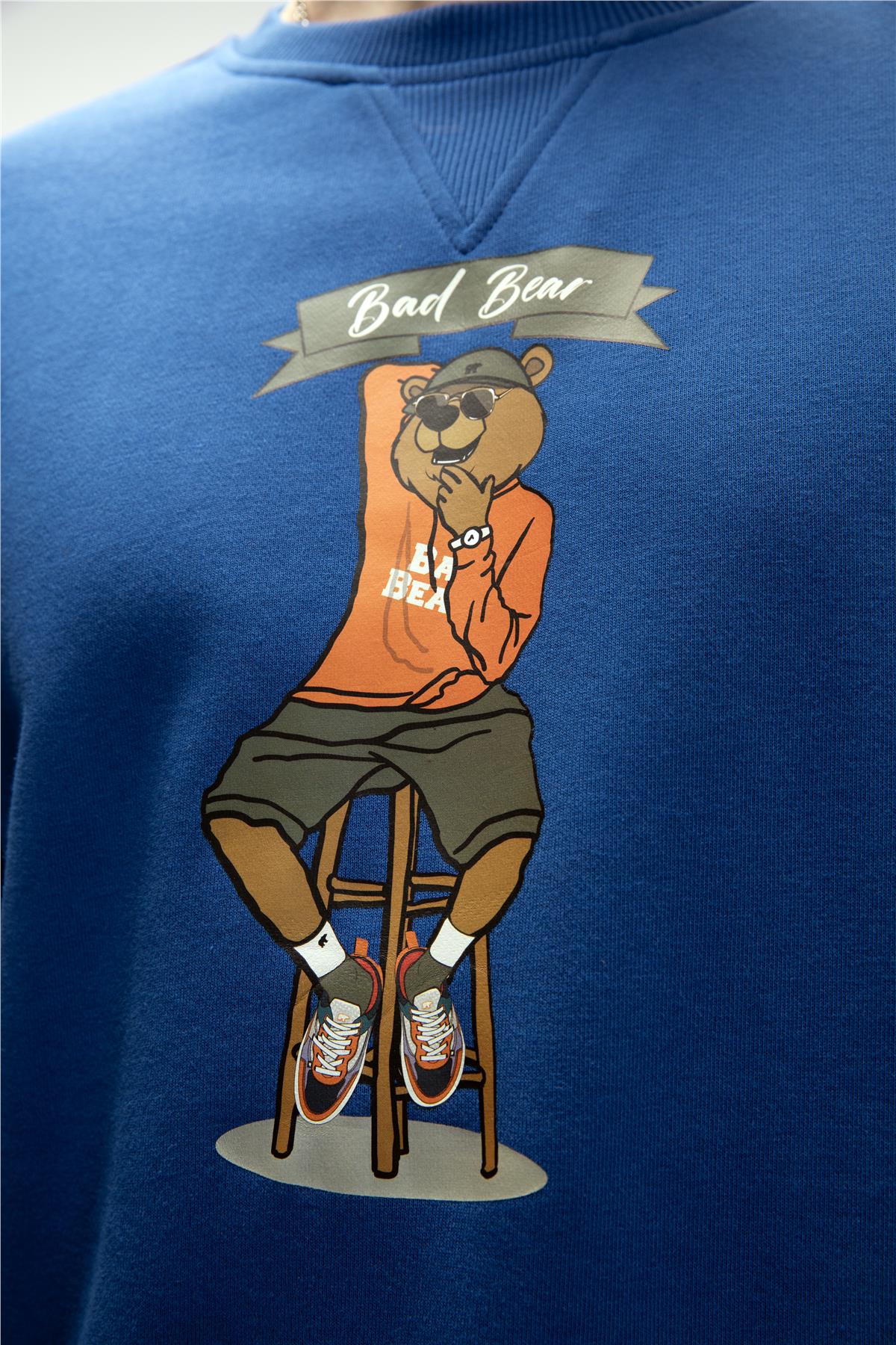 Acme Parlament Mavisi Erkek Baskılı Sweatshirt