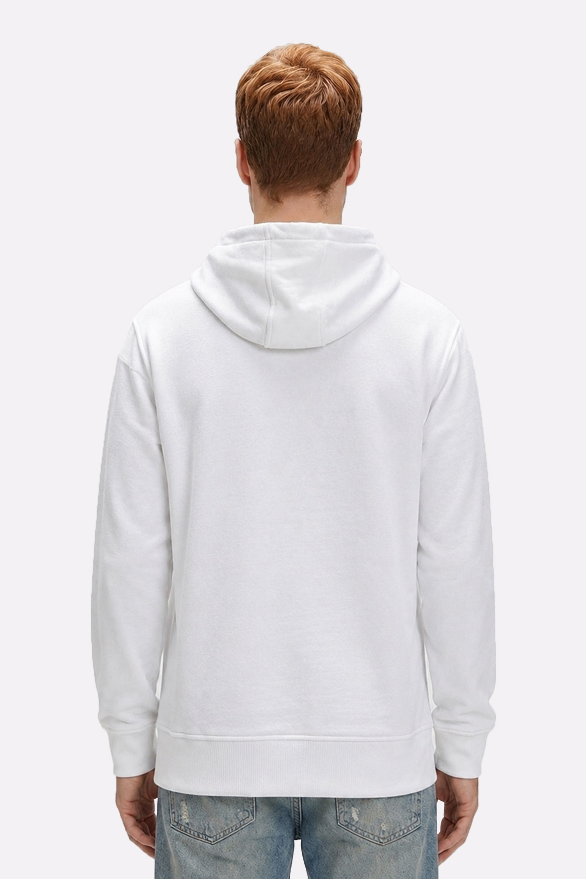 Glacier Beyaz Logo Baskılı Kapüşonlu Erkek Sweatshirt