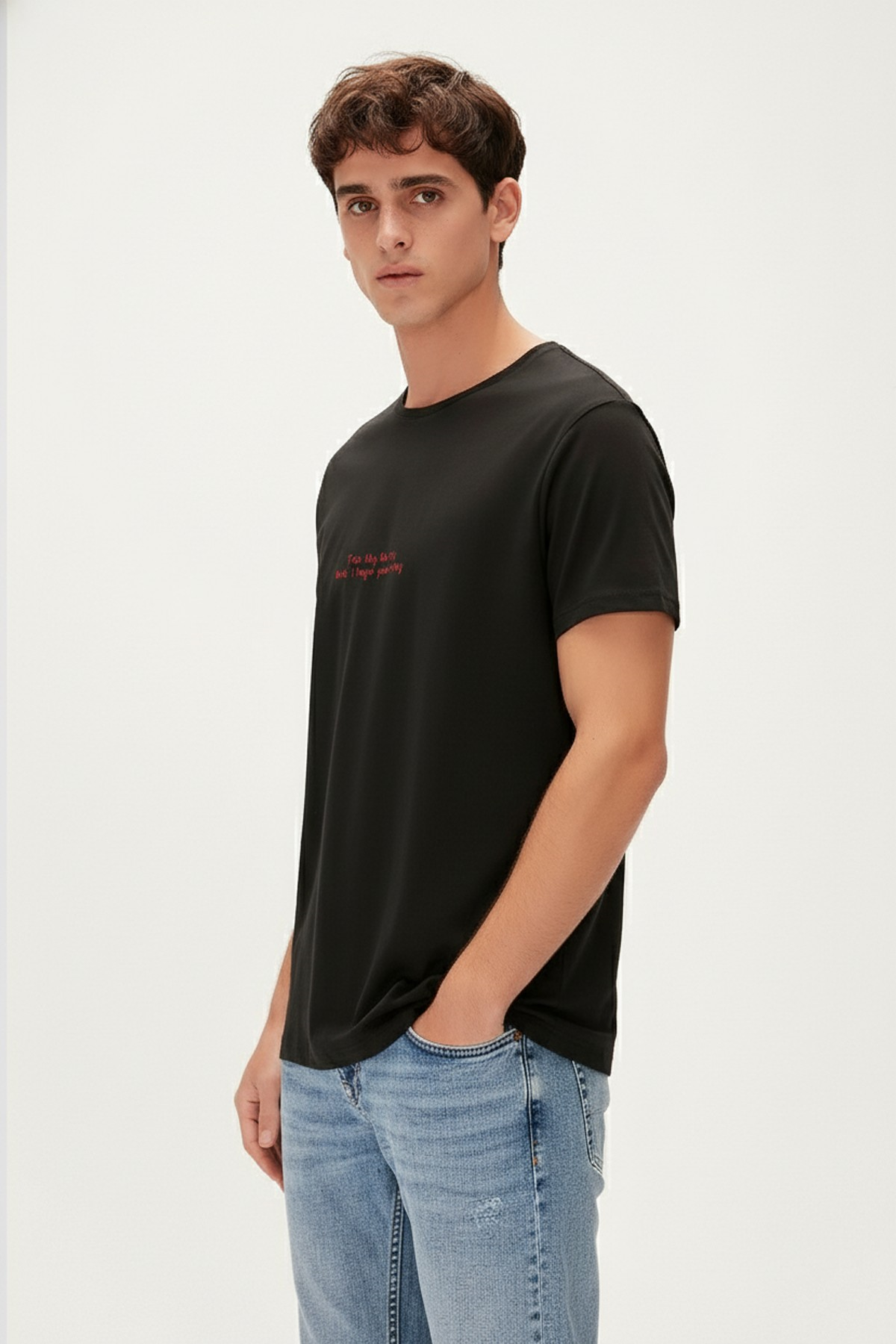 TOO SHY T-SHIRT PRINTED T-SHIRT SİYAH  MAN T-SHIRT TOO SHY T-SHIRTTOO SHY T-SHIRT