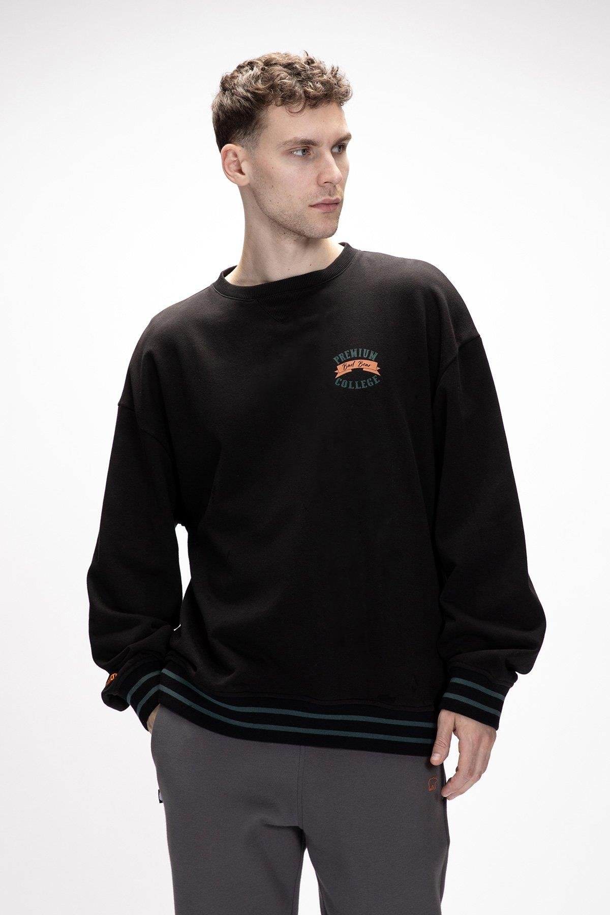 Vecna Si̇yah Oversize Erkek Baskılı Sweatshirt