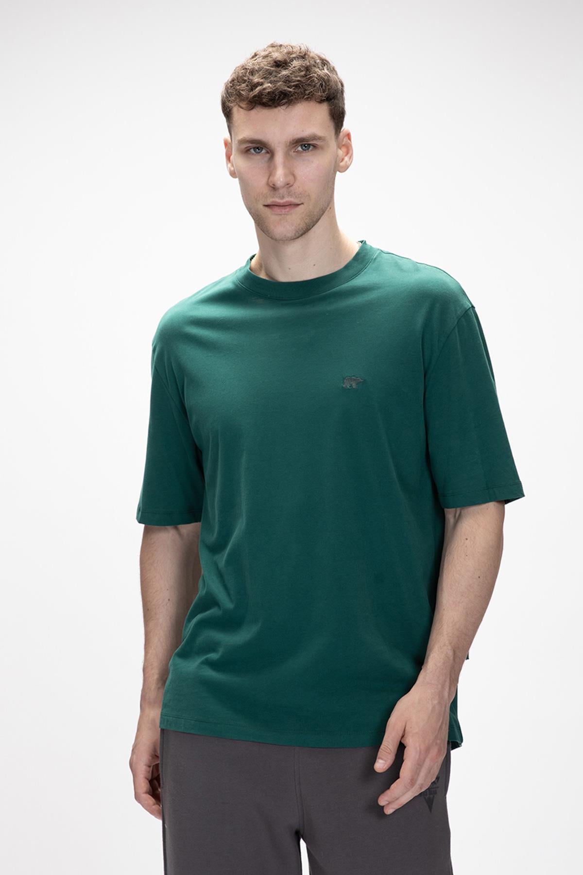 Collage Orman Yeşili Basic Erkek T-Shirt