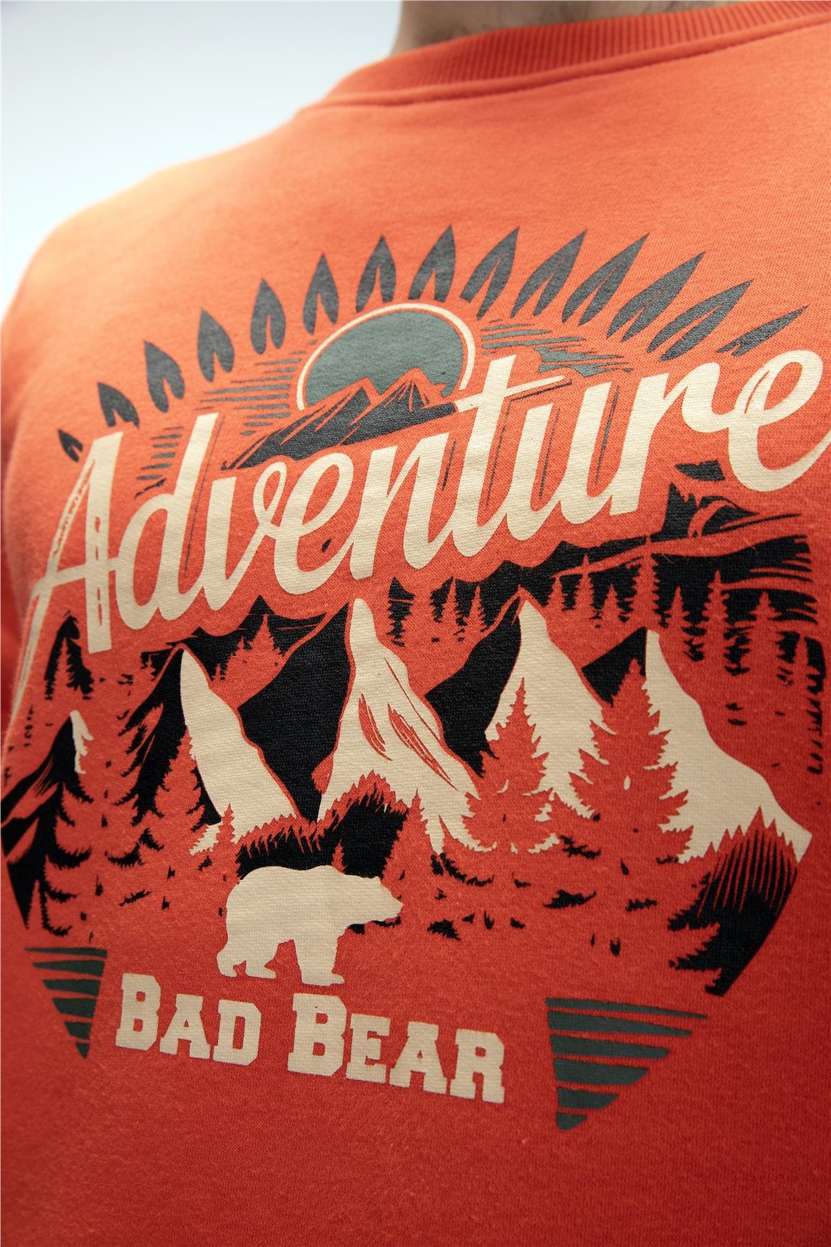 Adventure Tarçın Crewneck Erkek Baskılı Sweatshirt