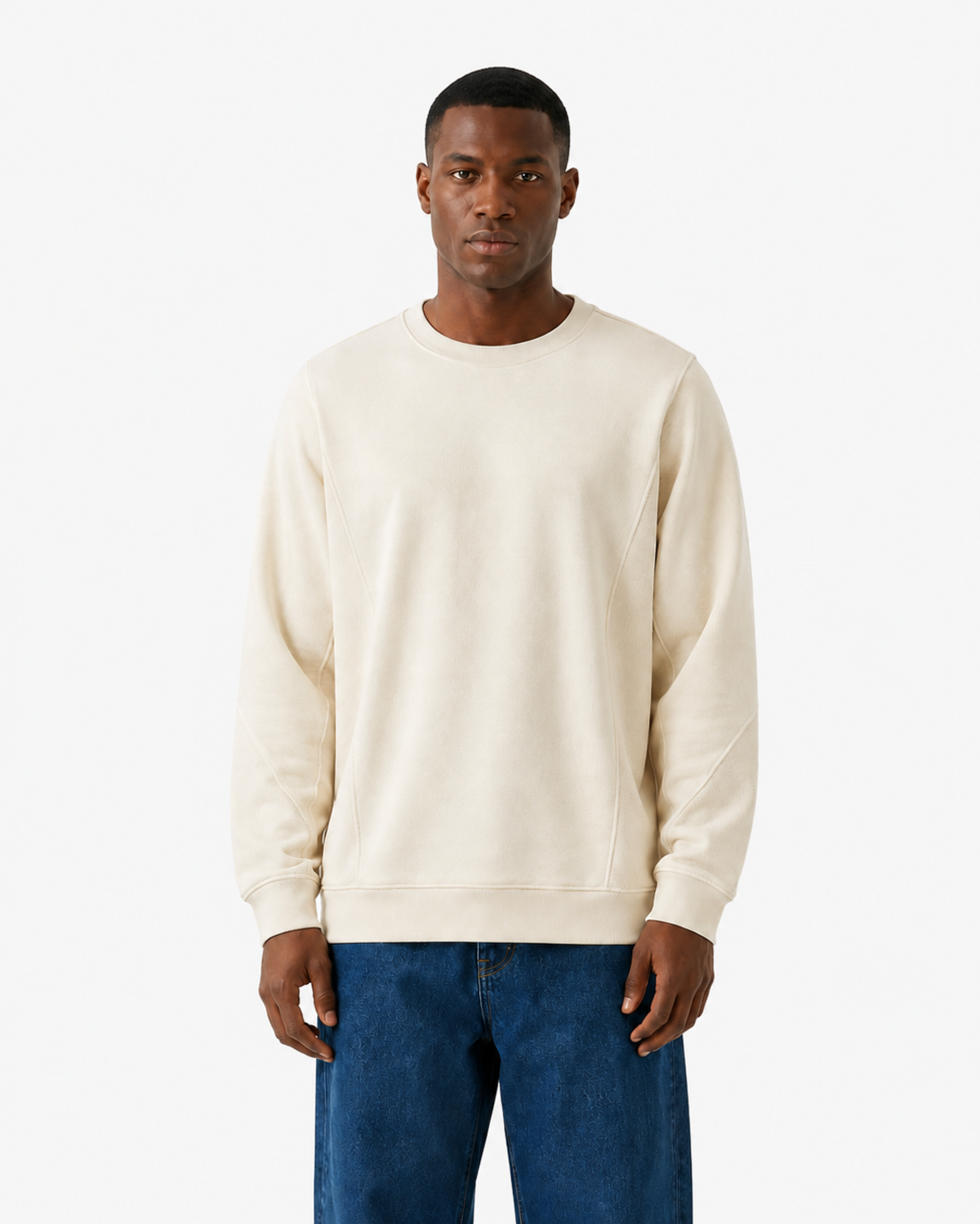 Shield Krem Rengi Basic Erkek Sweatshirt