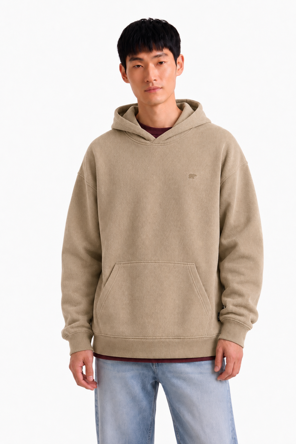 Hammerfall Bej Basic Kapüşonlu Erkek Sweatshirt