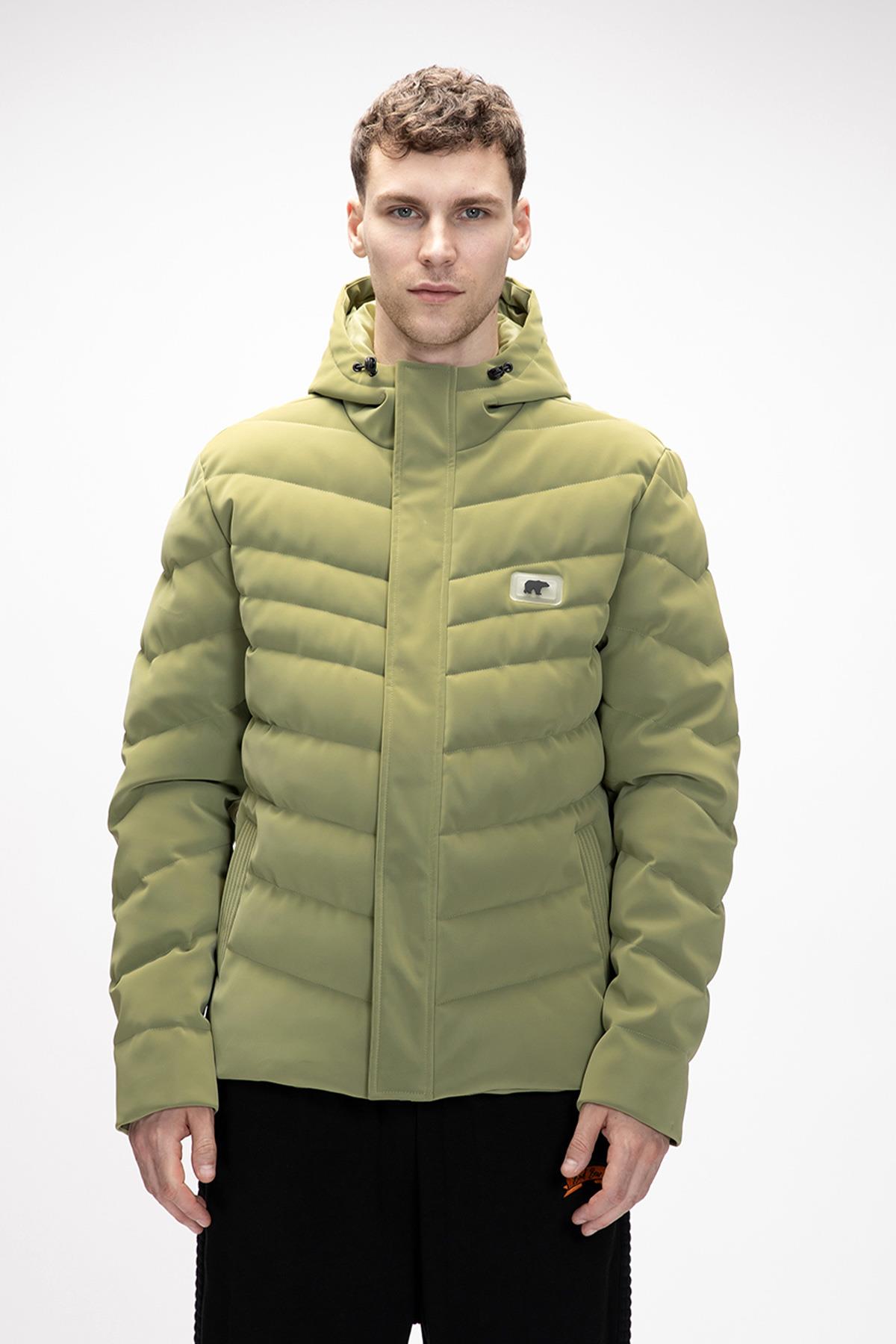 Barcelona Soluk Yeşi̇l Puffer Kapüşonlu Erkek Mont